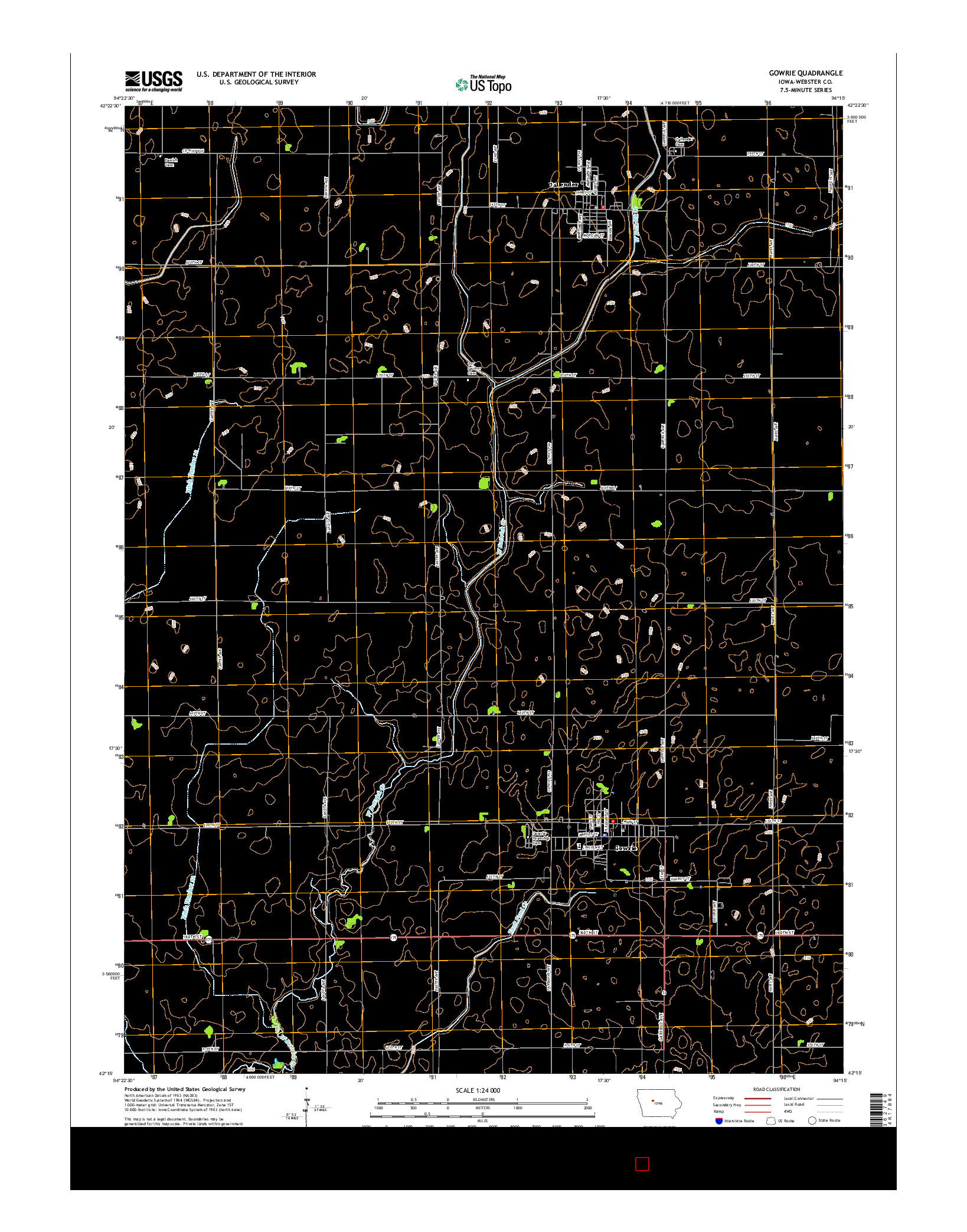 USGS US TOPO 7.5-MINUTE MAP FOR GOWRIE, IA 2015