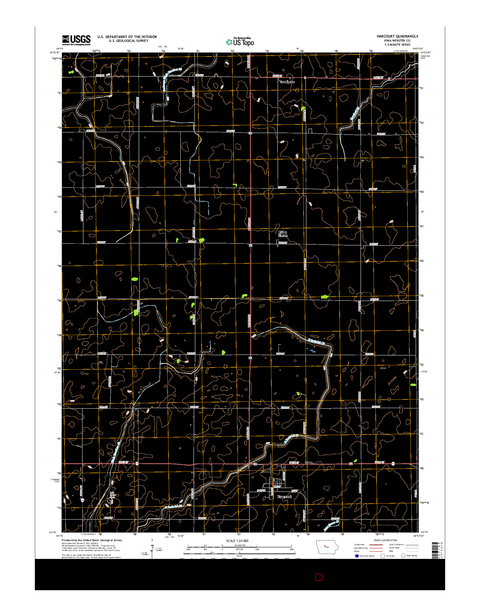 USGS US TOPO 7.5-MINUTE MAP FOR HARCOURT, IA 2015