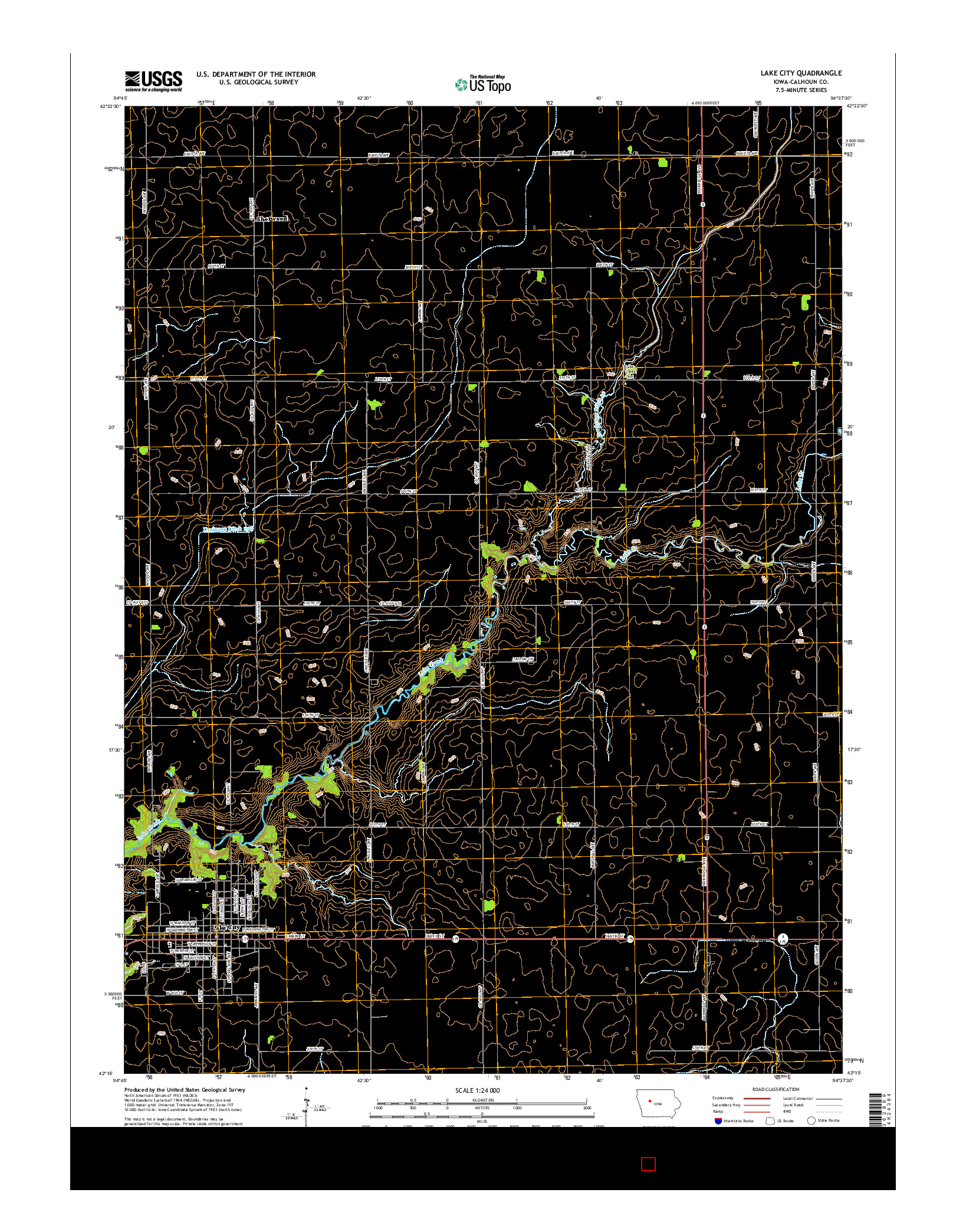 USGS US TOPO 7.5-MINUTE MAP FOR LAKE CITY, IA 2015