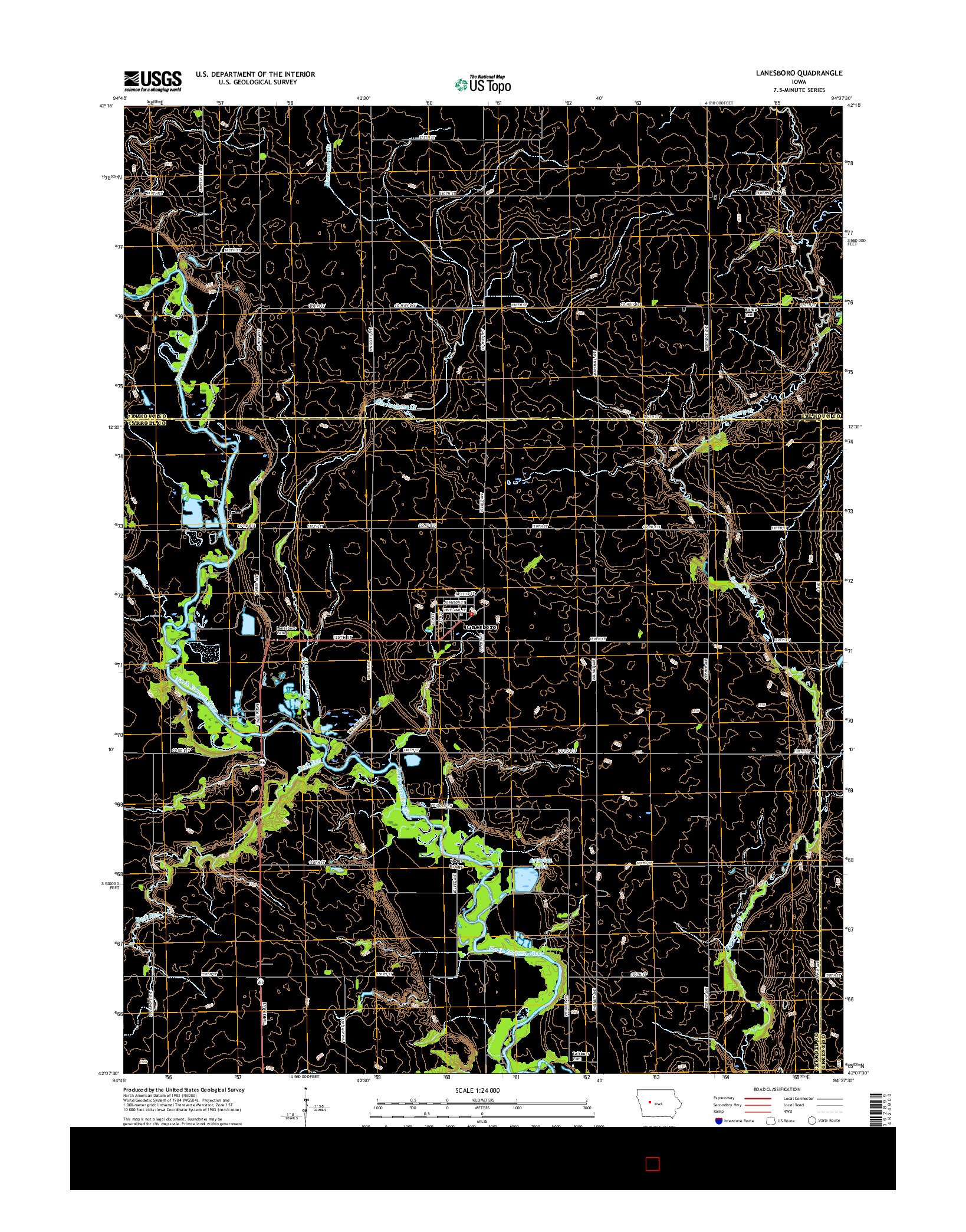 USGS US TOPO 7.5-MINUTE MAP FOR LANESBORO, IA 2015