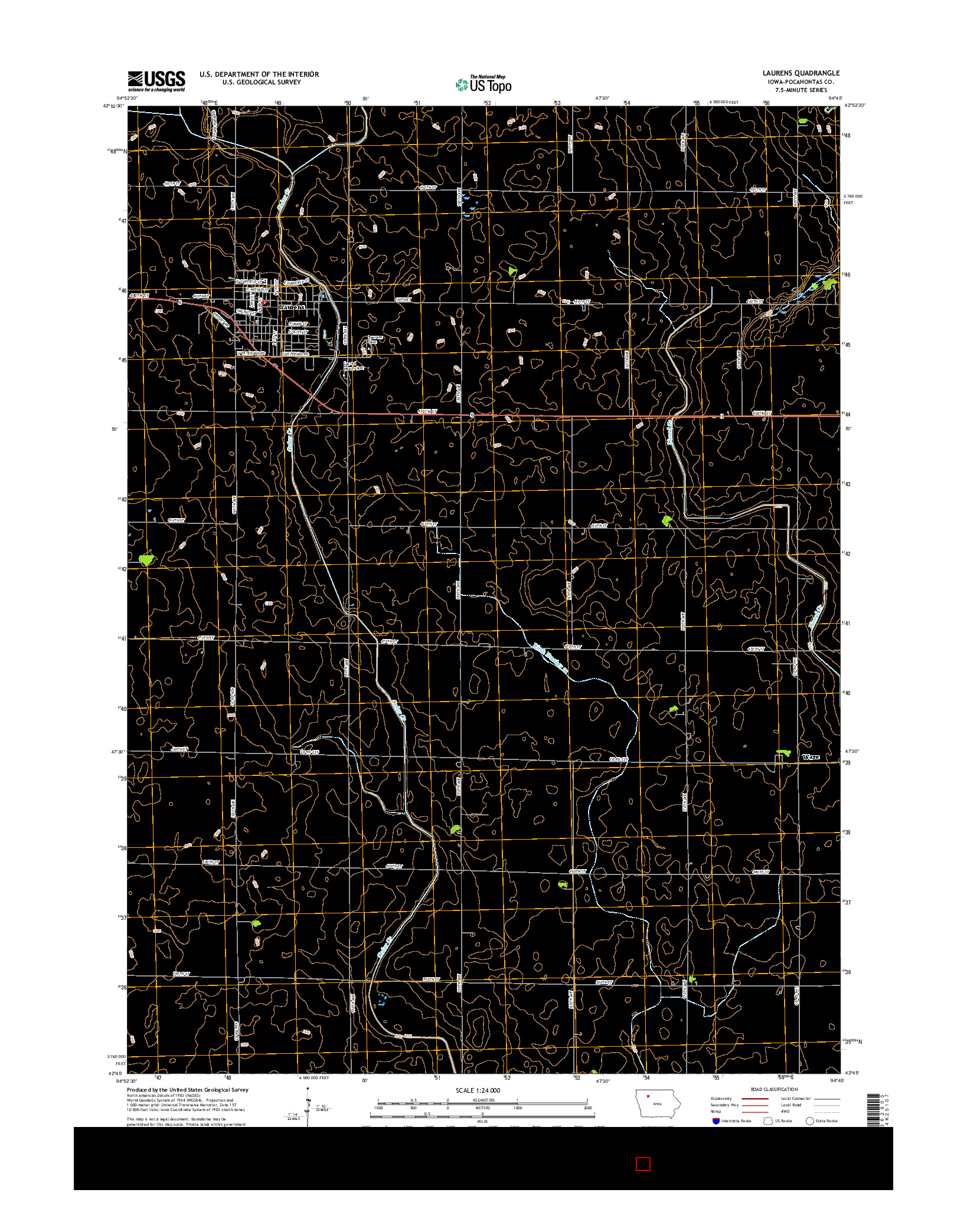 USGS US TOPO 7.5-MINUTE MAP FOR LAURENS, IA 2015