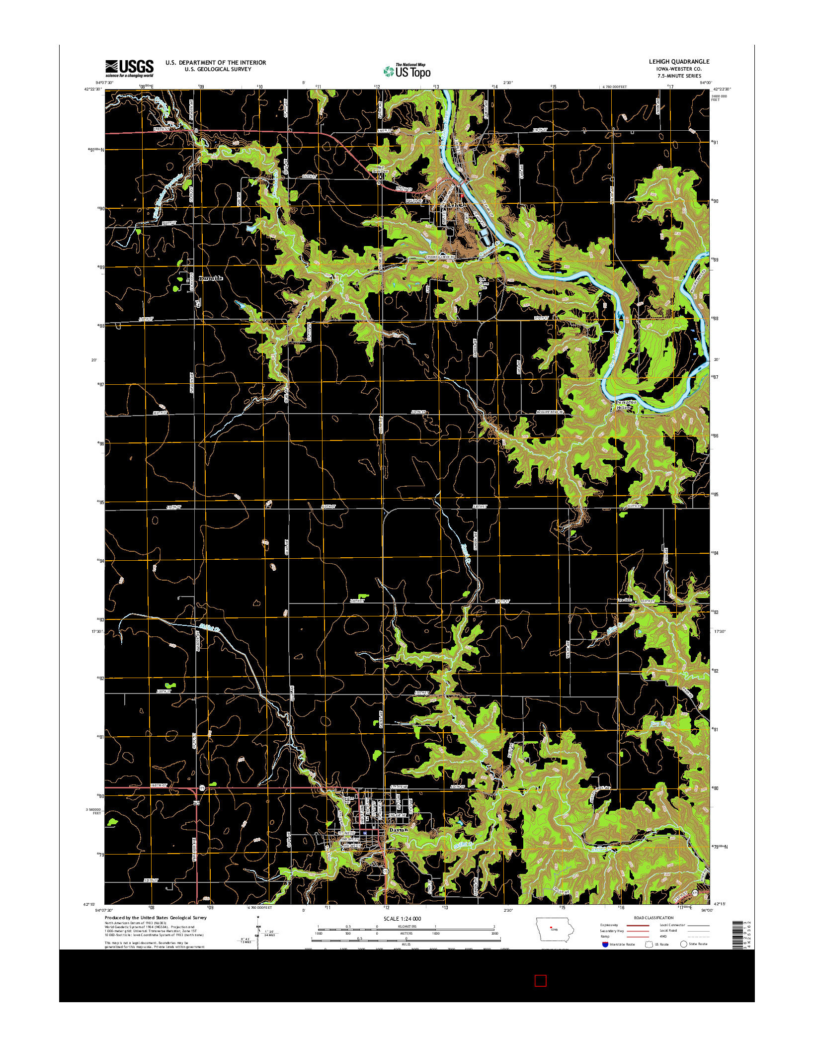 USGS US TOPO 7.5-MINUTE MAP FOR LEHIGH, IA 2015