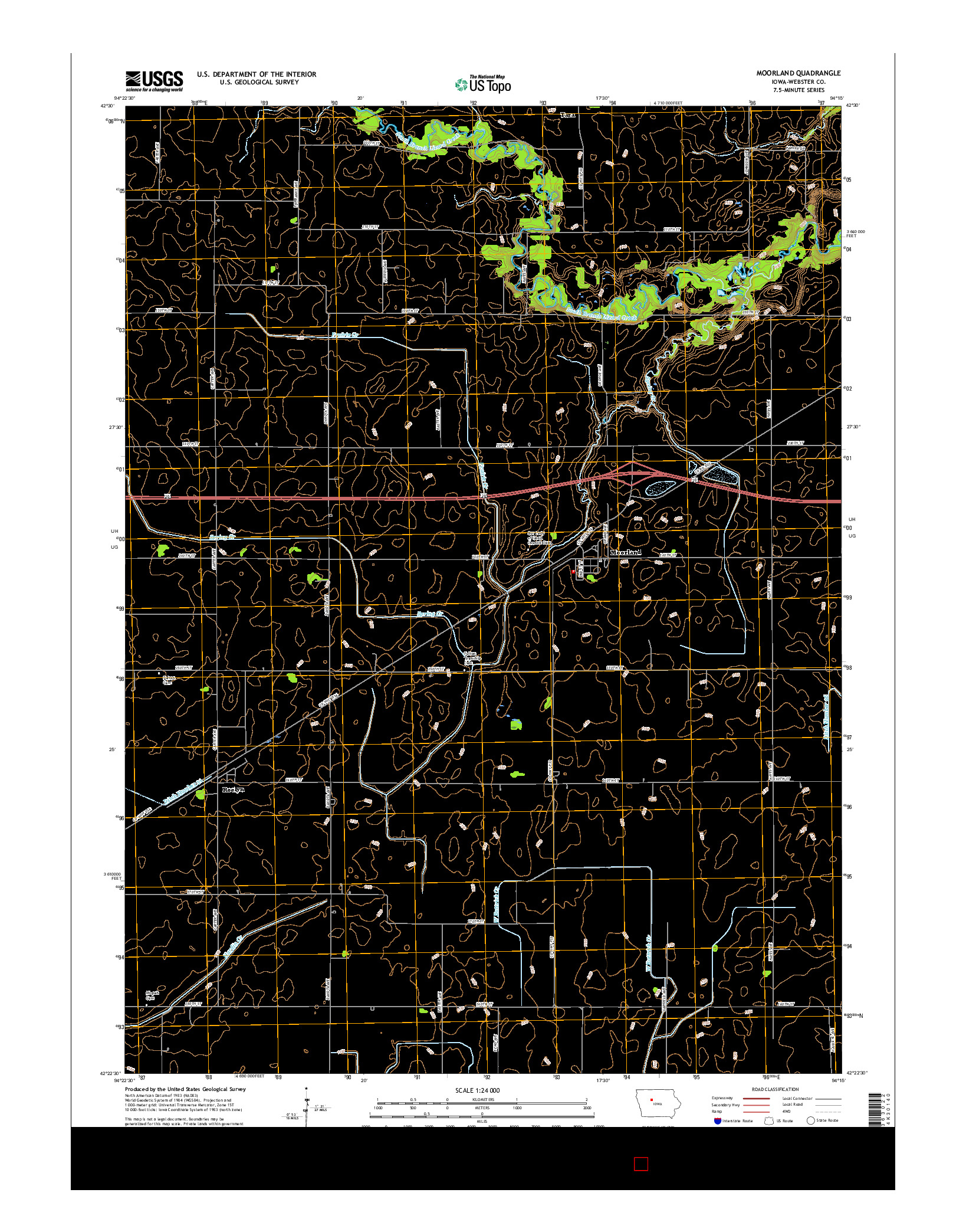 USGS US TOPO 7.5-MINUTE MAP FOR MOORLAND, IA 2015