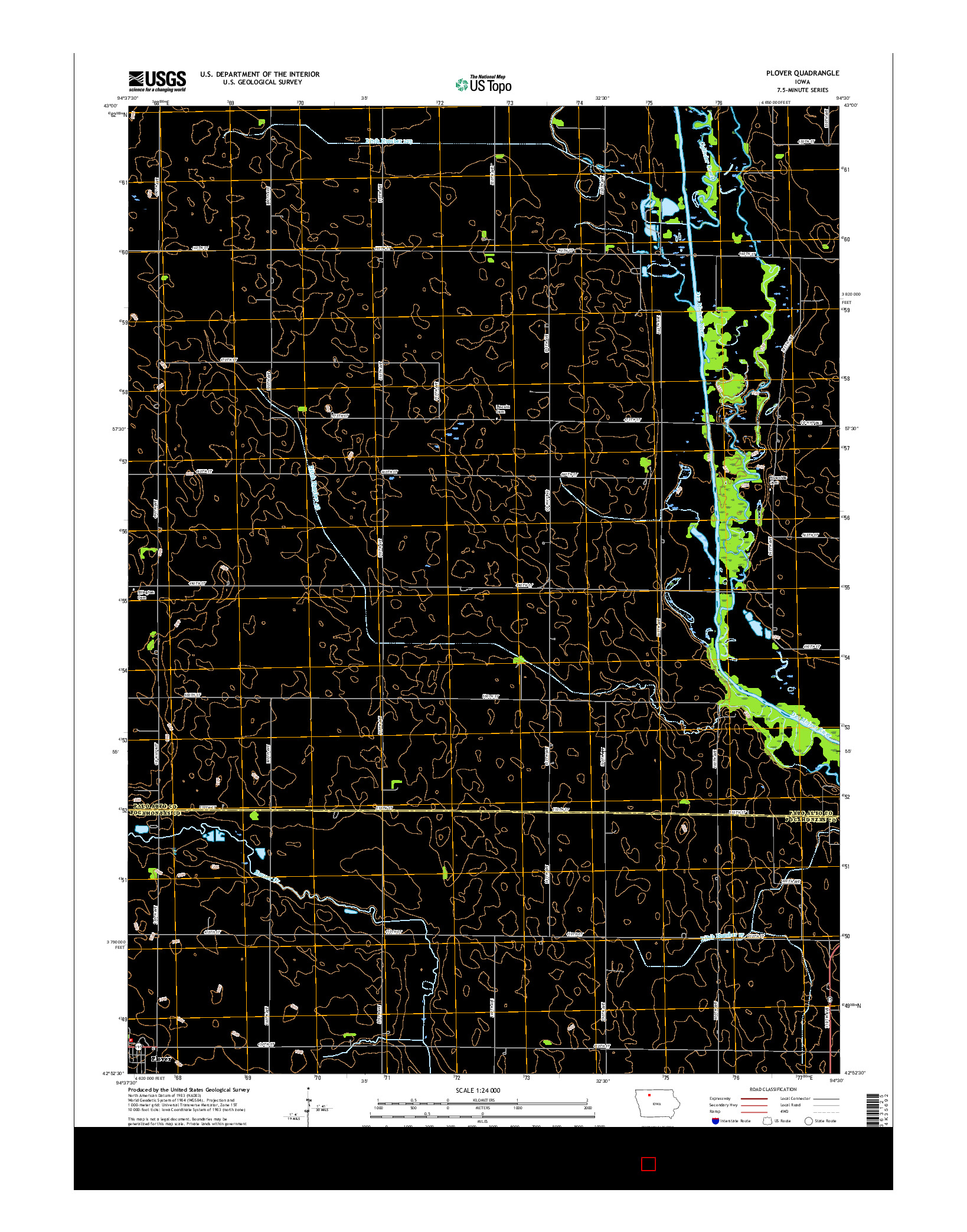 USGS US TOPO 7.5-MINUTE MAP FOR PLOVER, IA 2015