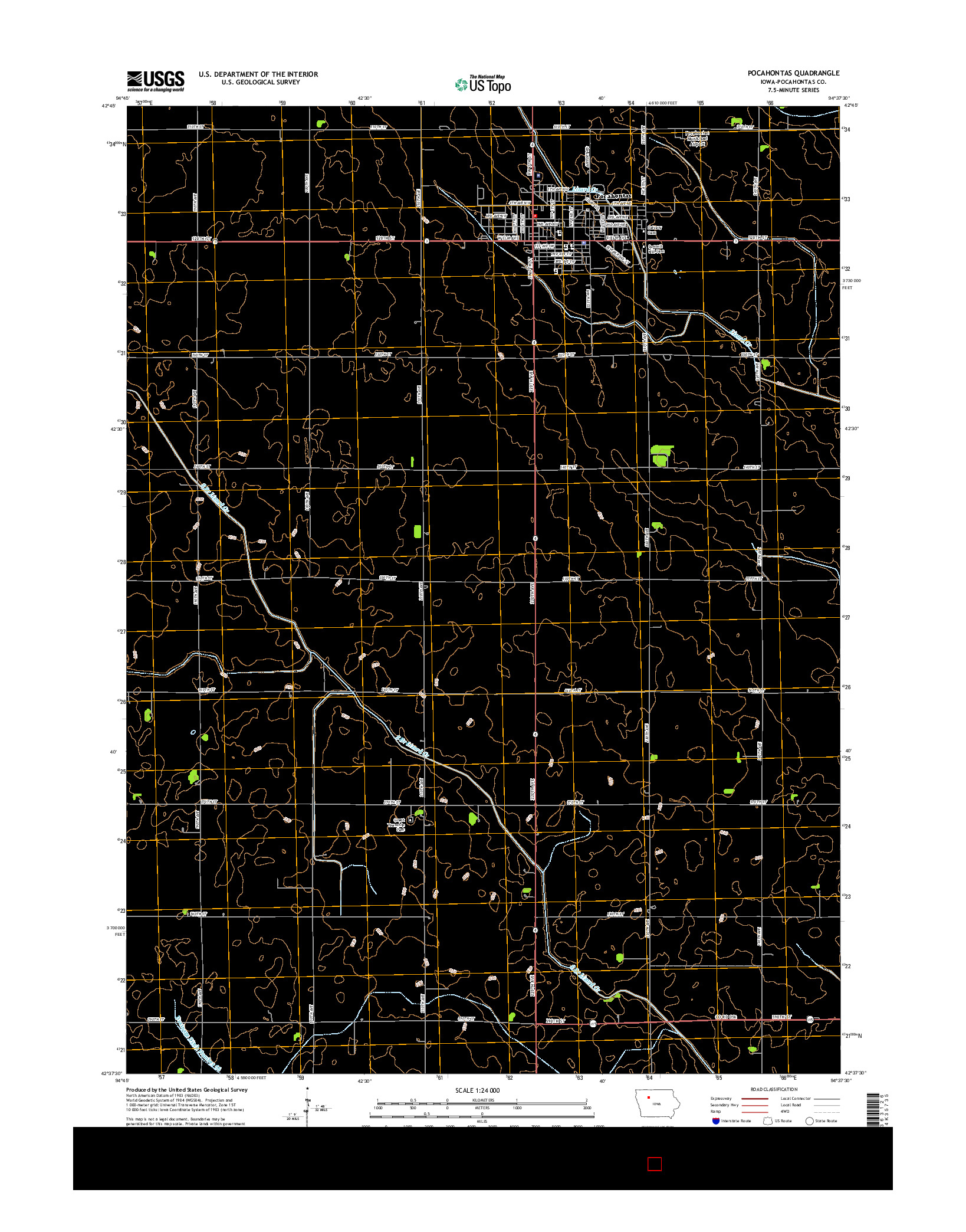 USGS US TOPO 7.5-MINUTE MAP FOR POCAHONTAS, IA 2015