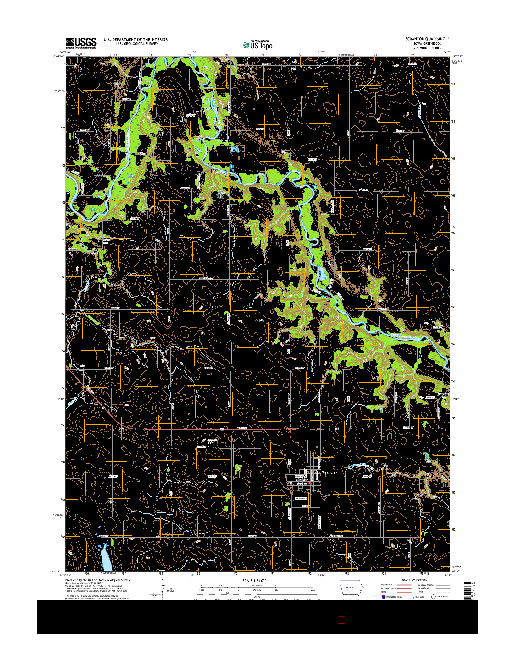 USGS US TOPO 7.5-MINUTE MAP FOR SCRANTON, IA 2015