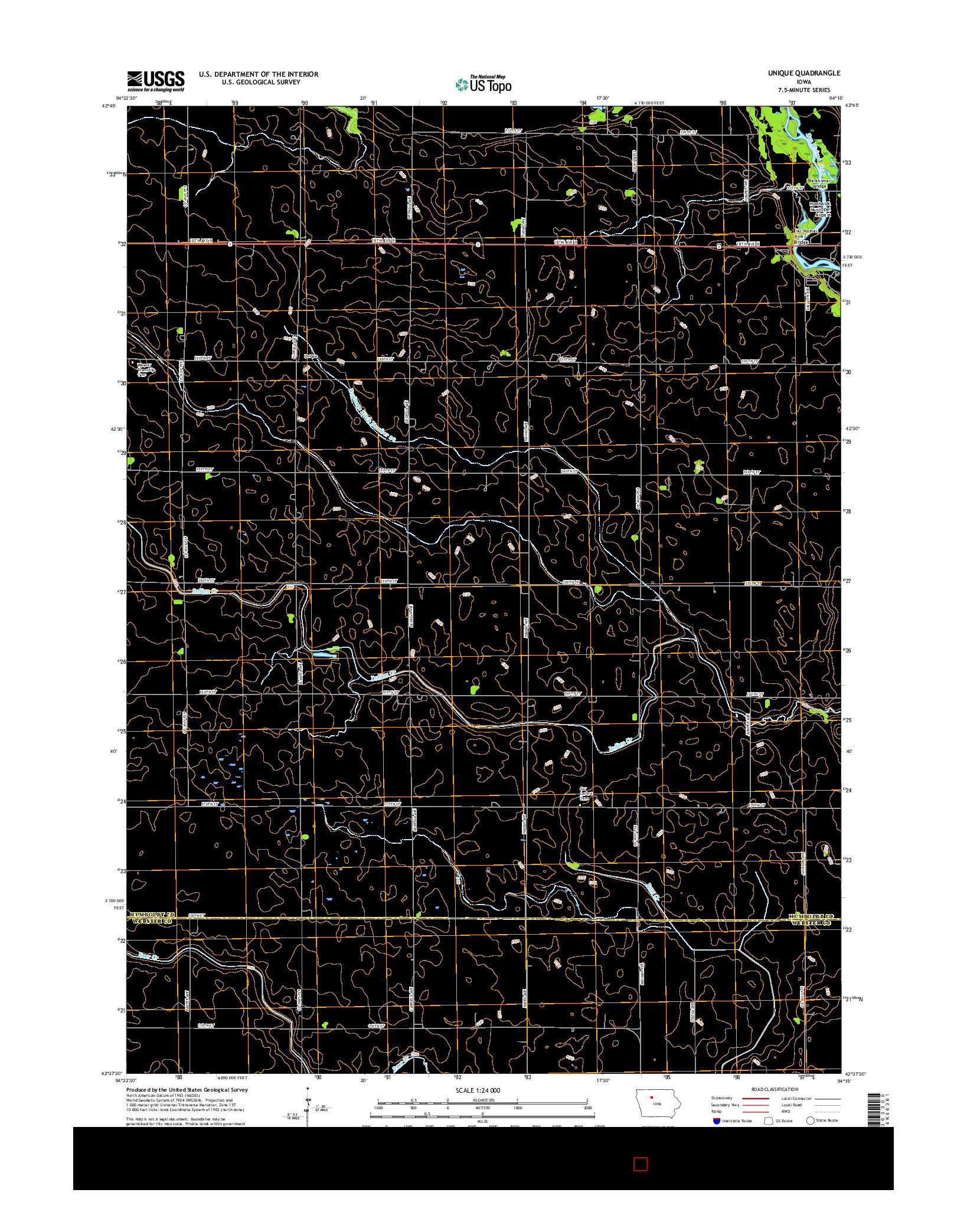 USGS US TOPO 7.5-MINUTE MAP FOR UNIQUE, IA 2015