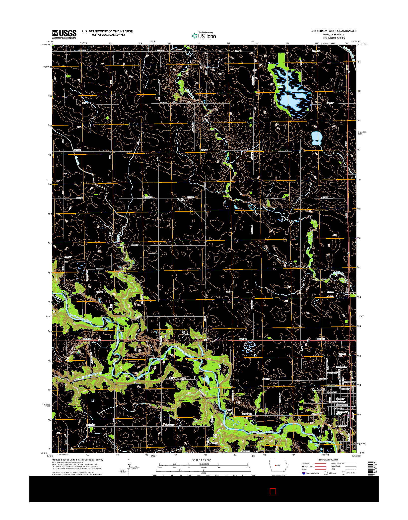 USGS US TOPO 7.5-MINUTE MAP FOR JEFFERSON WEST, IA 2015