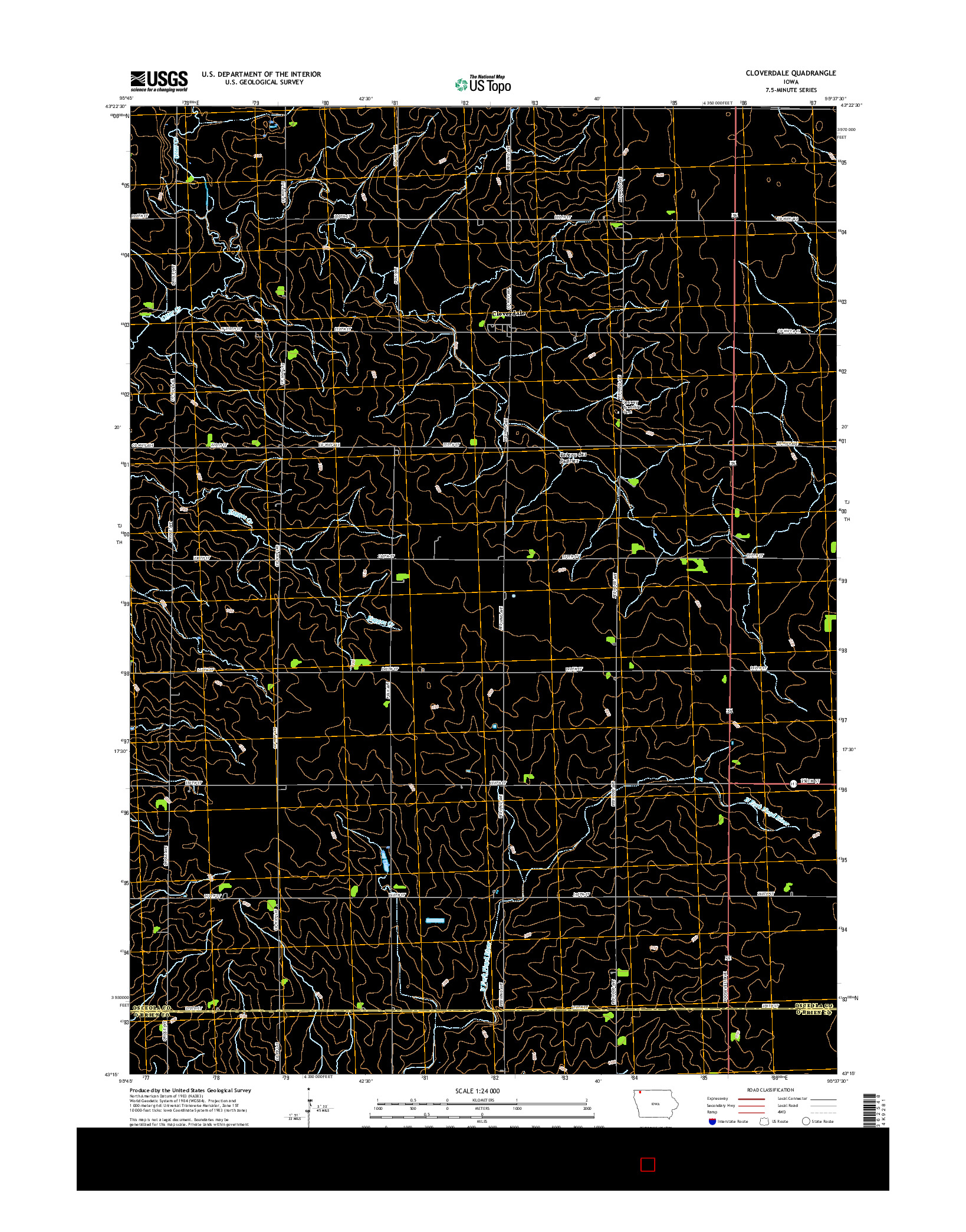 USGS US TOPO 7.5-MINUTE MAP FOR CLOVERDALE, IA 2015