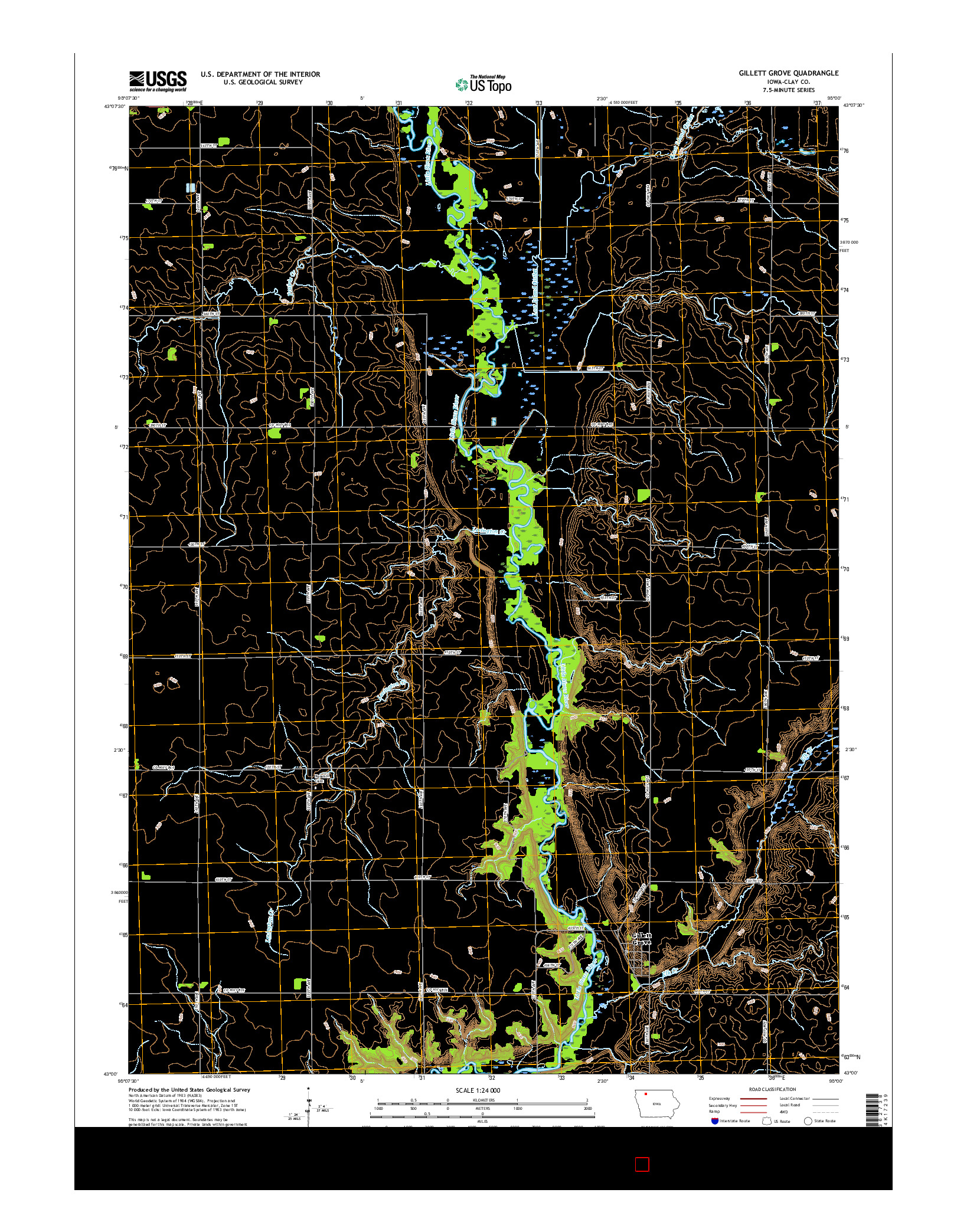 USGS US TOPO 7.5-MINUTE MAP FOR GILLETT GROVE, IA 2015
