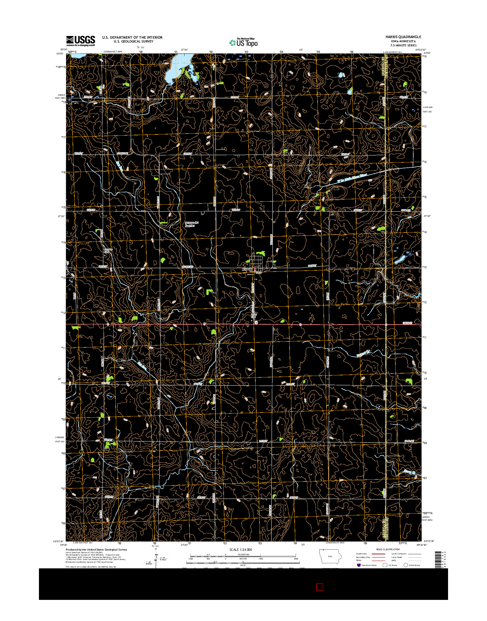 USGS US TOPO 7.5-MINUTE MAP FOR HARRIS, IA-MN 2015