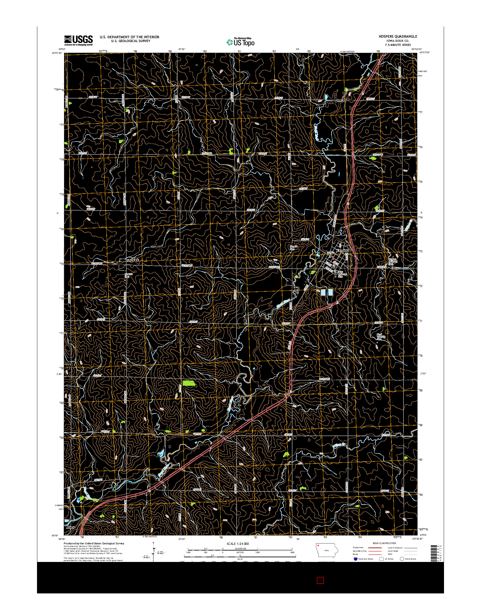 USGS US TOPO 7.5-MINUTE MAP FOR HOSPERS, IA 2015