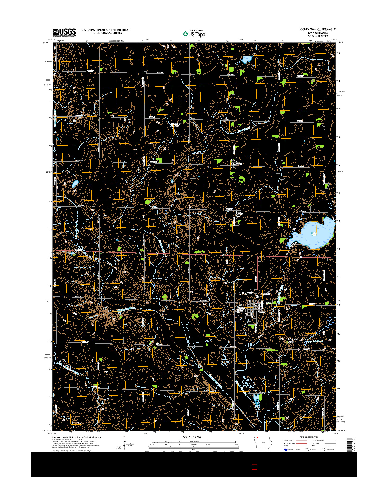 USGS US TOPO 7.5-MINUTE MAP FOR OCHEYEDAN, IA-MN 2015