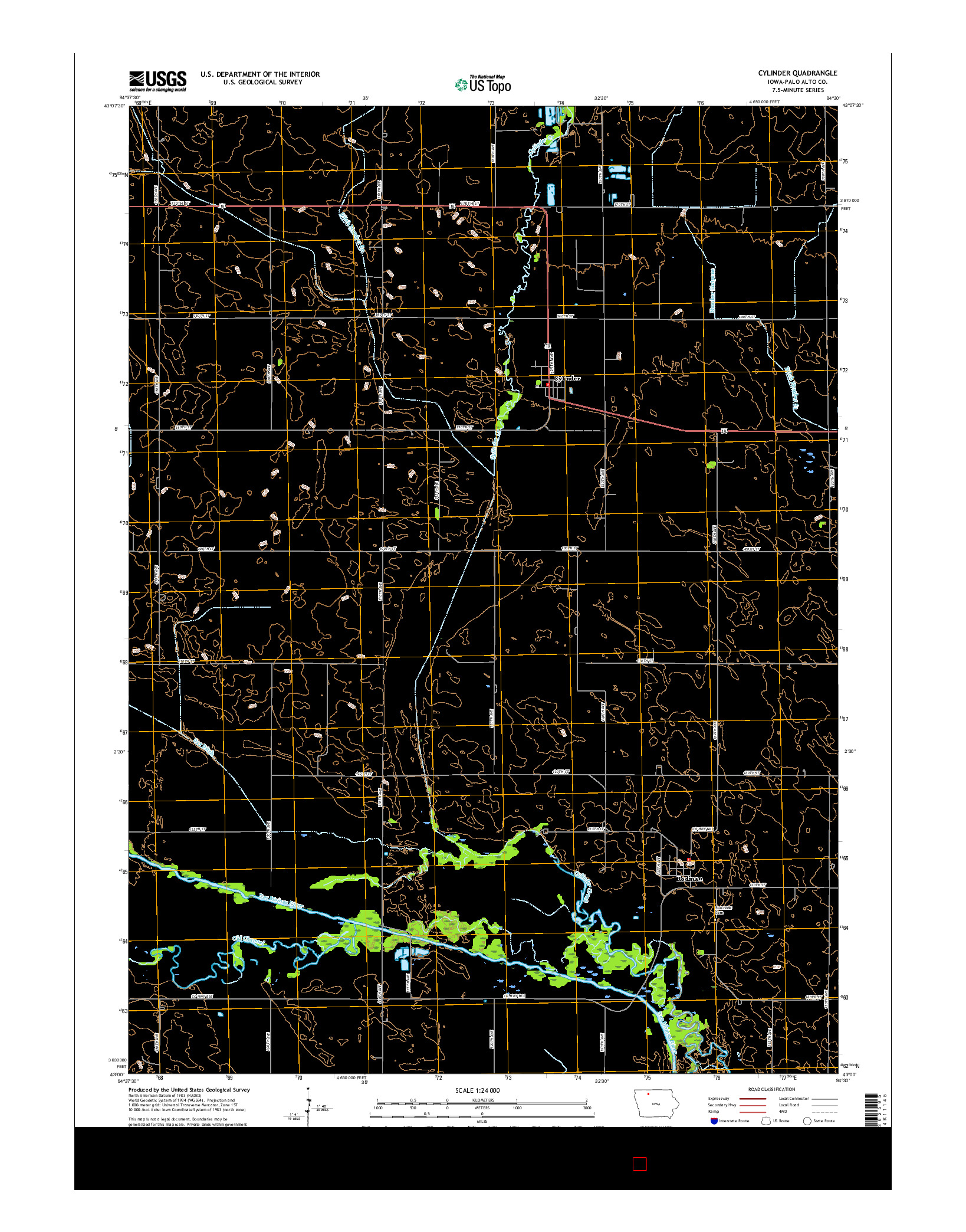 USGS US TOPO 7.5-MINUTE MAP FOR CYLINDER, IA 2015