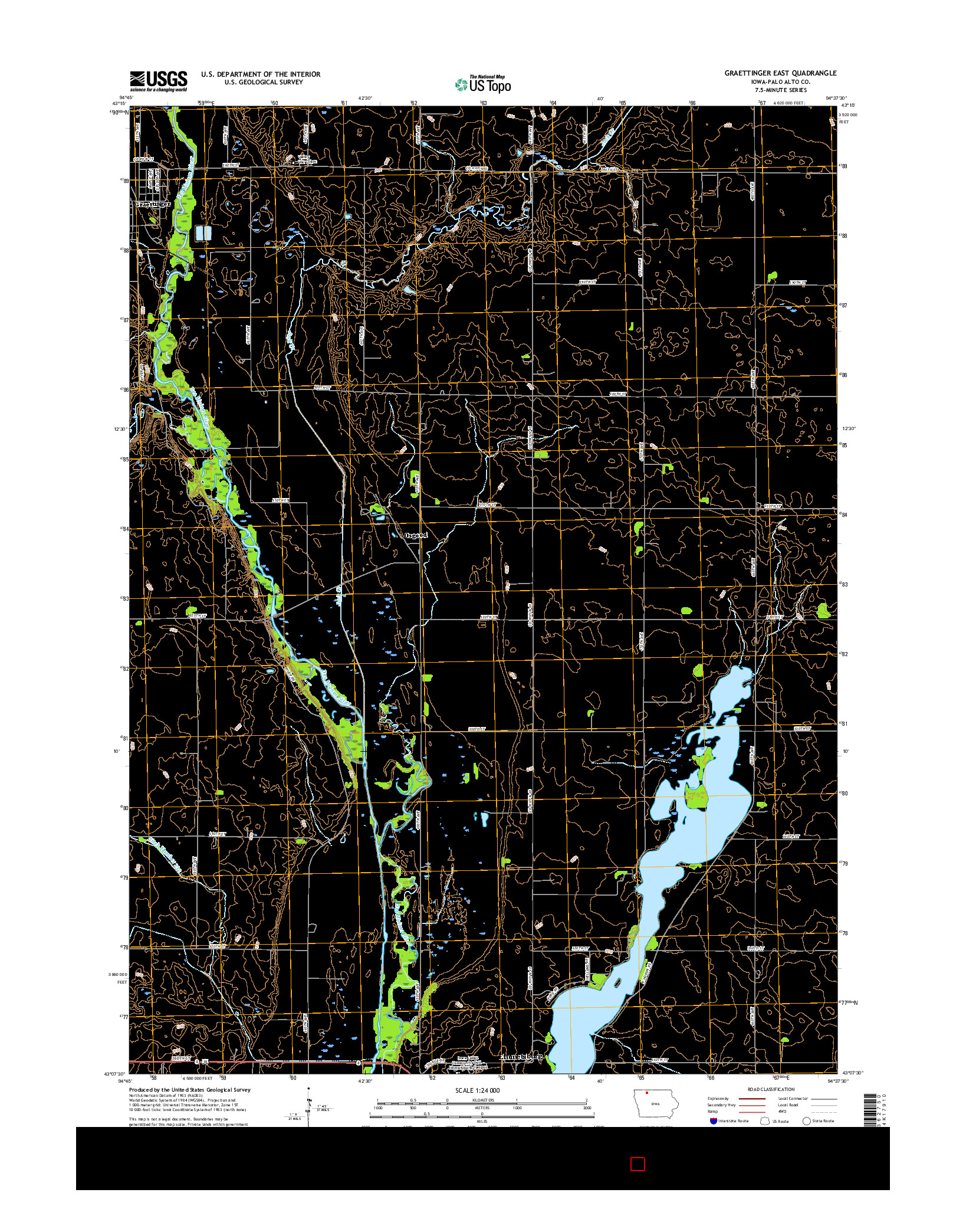 USGS US TOPO 7.5-MINUTE MAP FOR GRAETTINGER EAST, IA 2015
