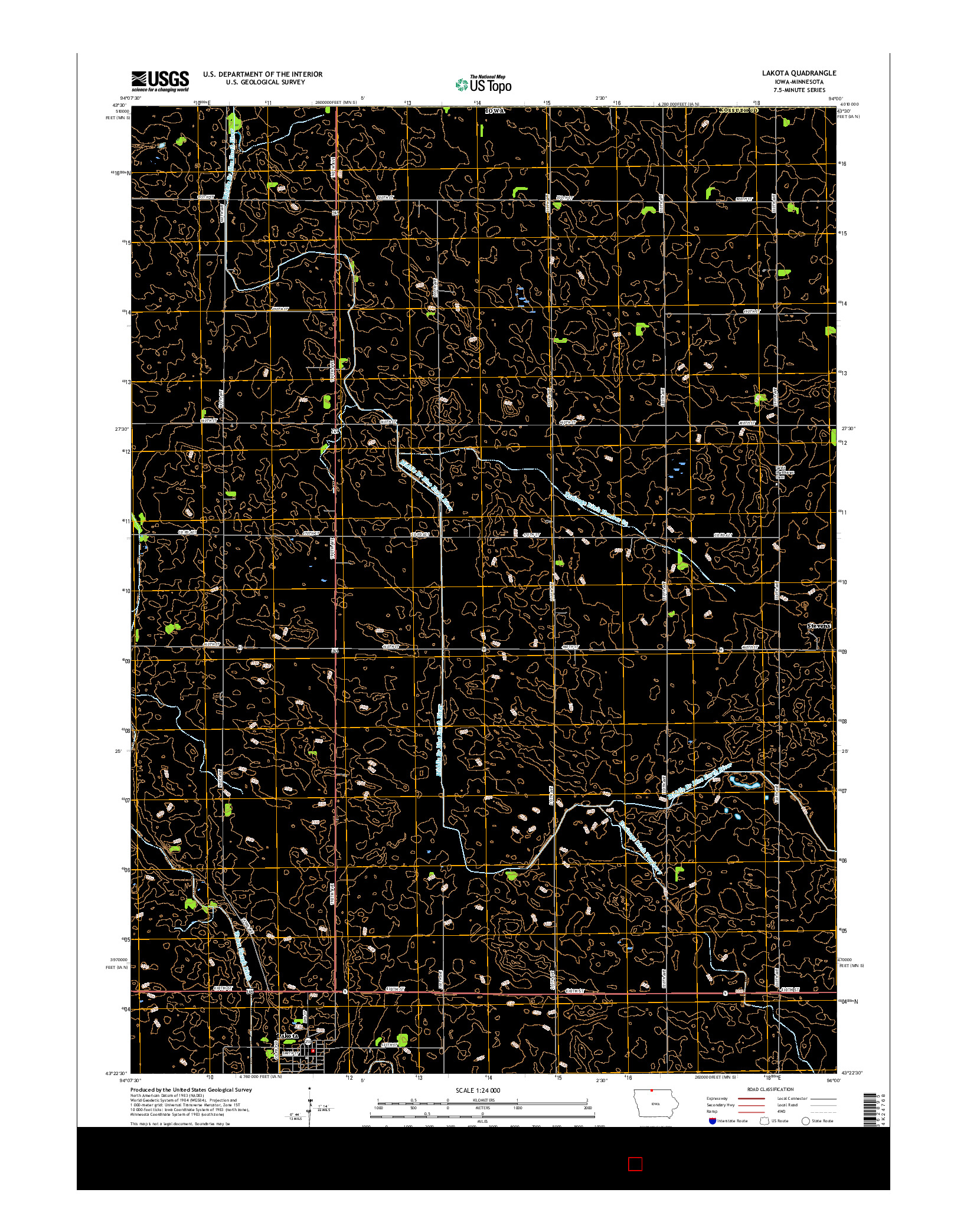 USGS US TOPO 7.5-MINUTE MAP FOR LAKOTA, IA-MN 2015