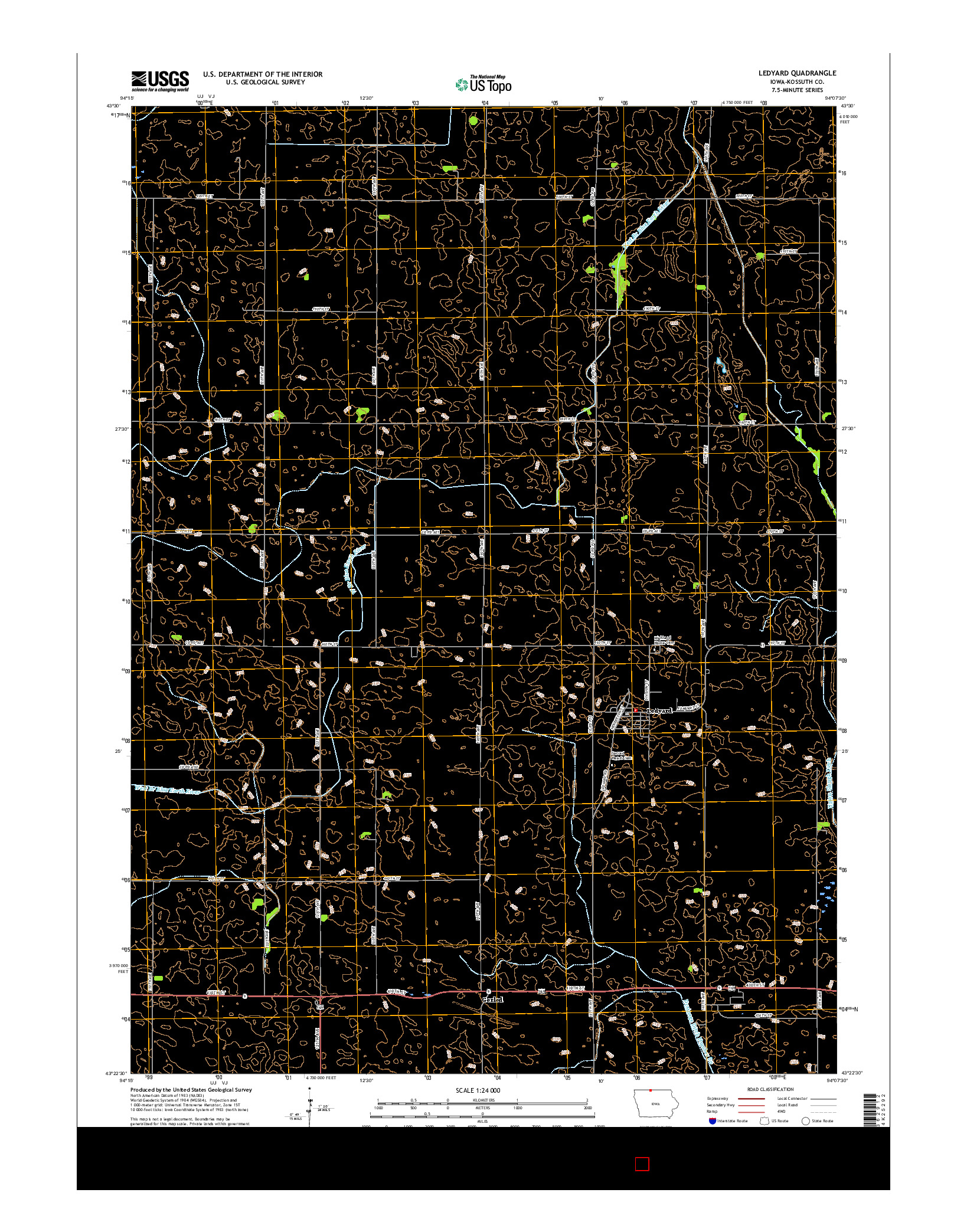 USGS US TOPO 7.5-MINUTE MAP FOR LEDYARD, IA 2015