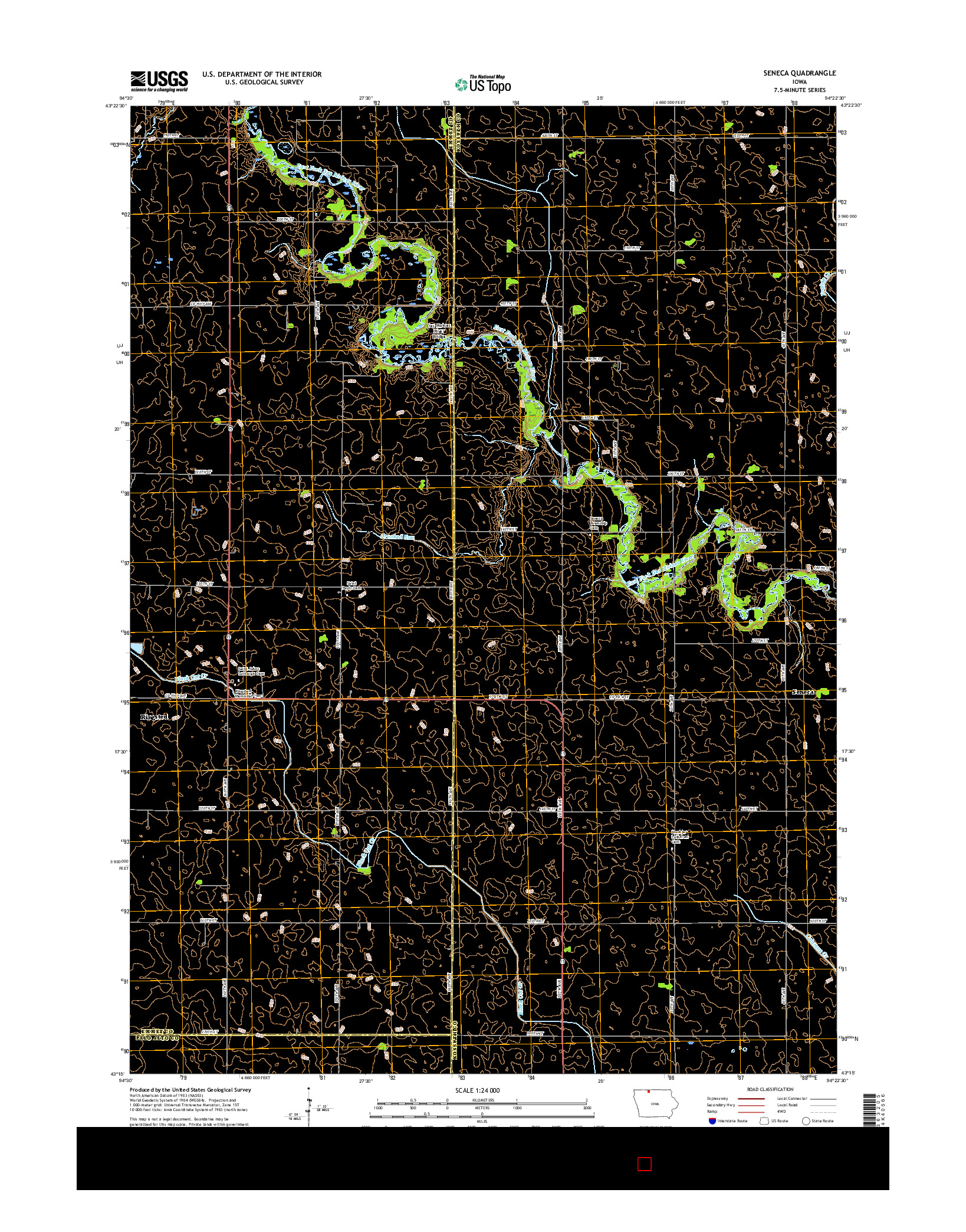 USGS US TOPO 7.5-MINUTE MAP FOR SENECA, IA 2015