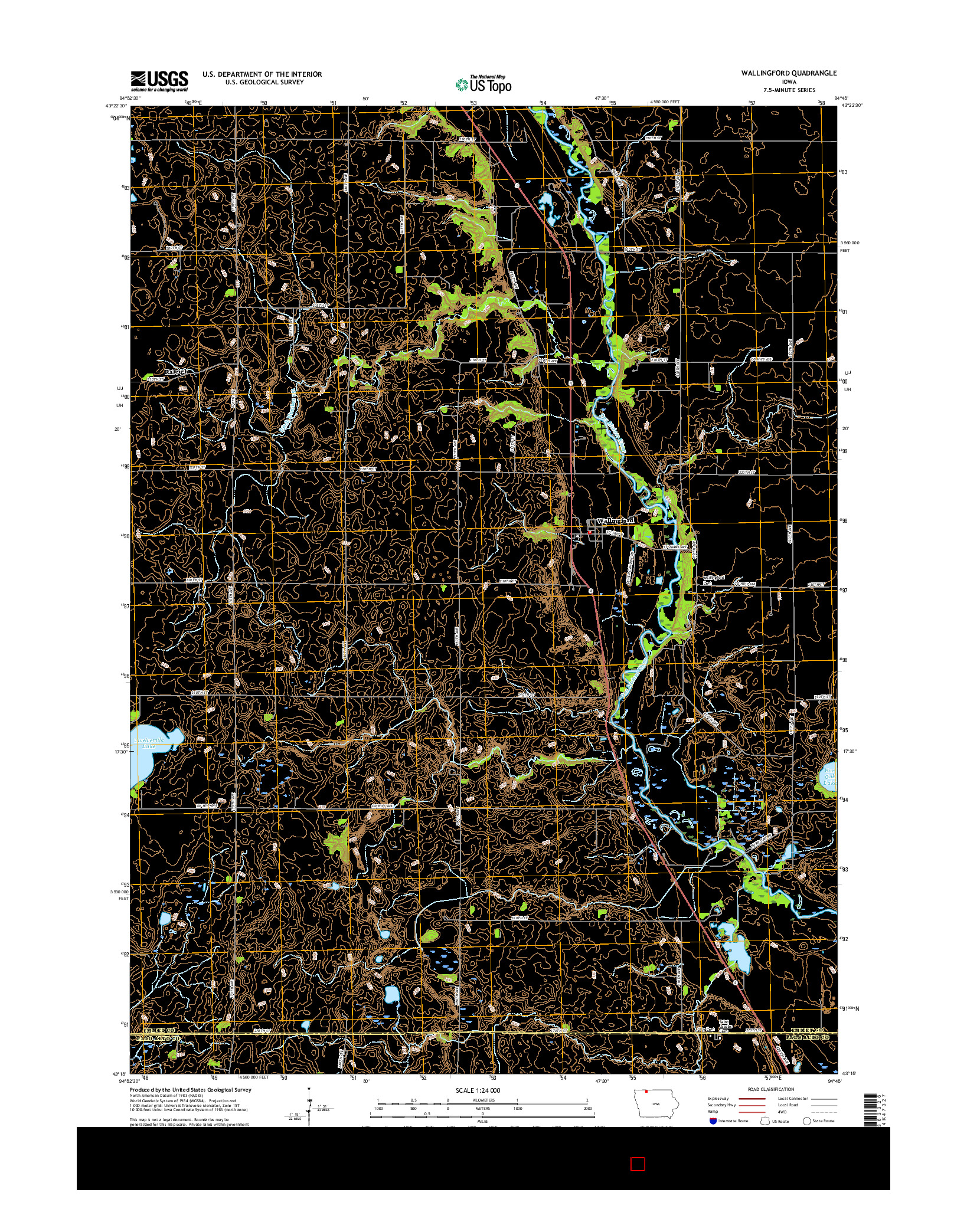 USGS US TOPO 7.5-MINUTE MAP FOR WALLINGFORD, IA 2015