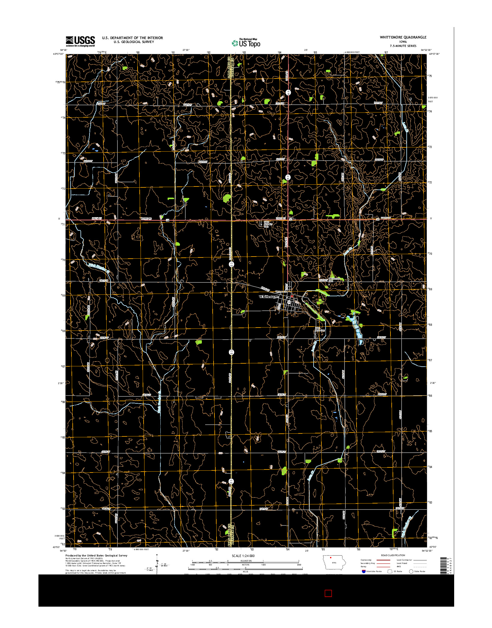 USGS US TOPO 7.5-MINUTE MAP FOR WHITTEMORE, IA 2015
