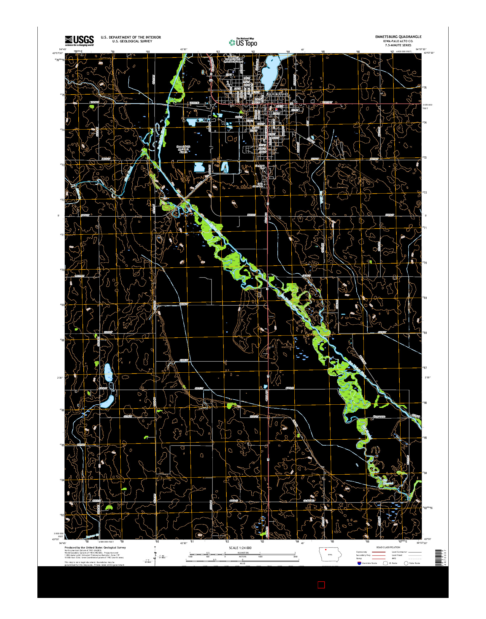 USGS US TOPO 7.5-MINUTE MAP FOR EMMETSBURG, IA 2015