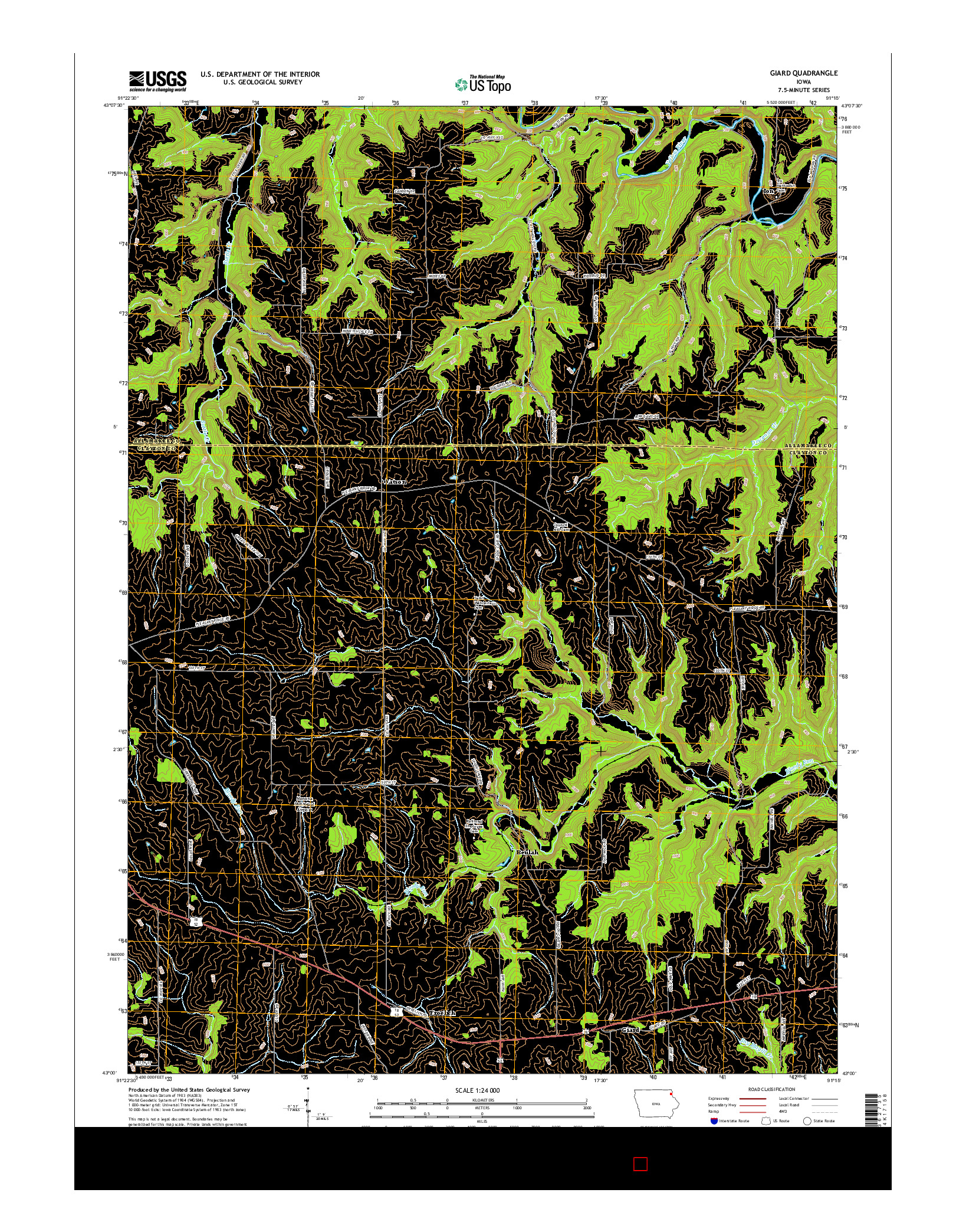 USGS US TOPO 7.5-MINUTE MAP FOR GIARD, IA 2015