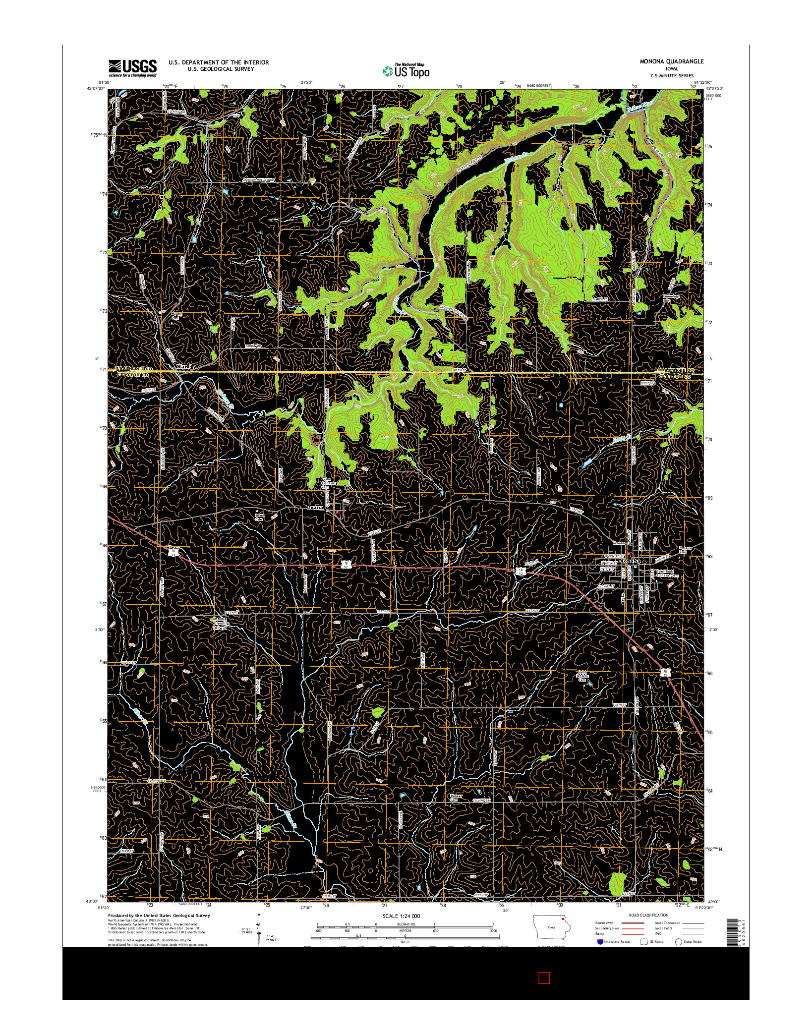USGS US TOPO 7.5-MINUTE MAP FOR MONONA, IA 2015
