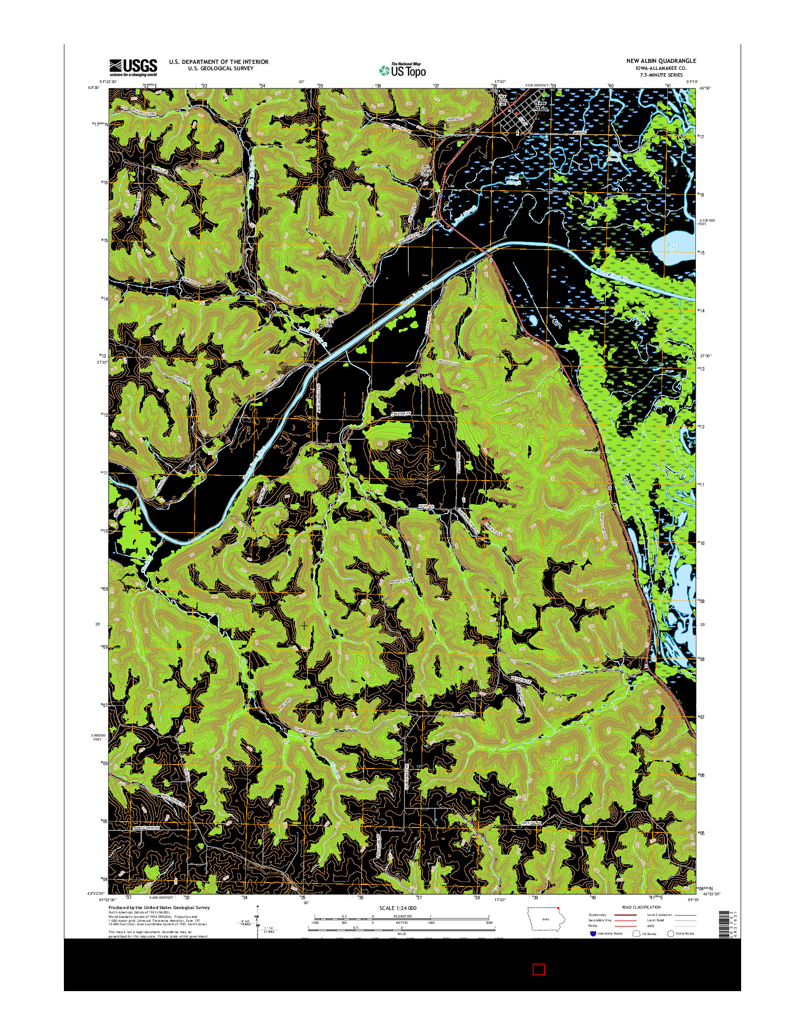USGS US TOPO 7.5-MINUTE MAP FOR NEW ALBIN, IA 2015