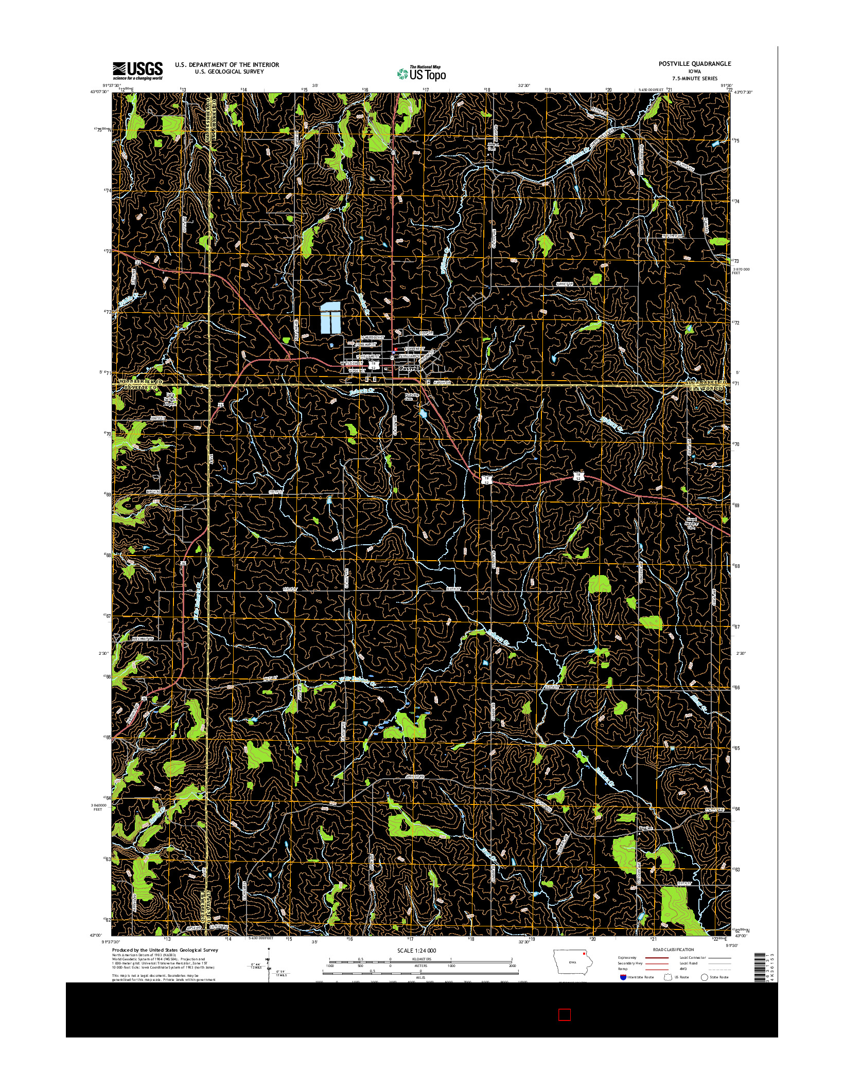 USGS US TOPO 7.5-MINUTE MAP FOR POSTVILLE, IA 2015