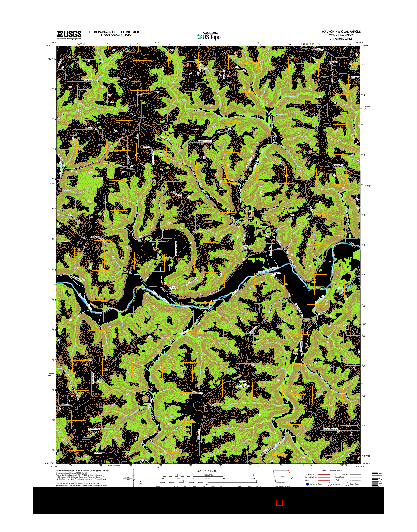 USGS US TOPO 7.5-MINUTE MAP FOR WAUKON NW, IA 2015