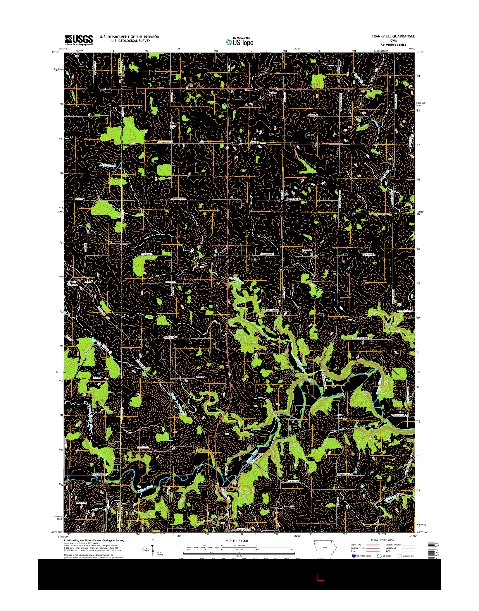 USGS US TOPO 7.5-MINUTE MAP FOR FRANKVILLE, IA 2015
