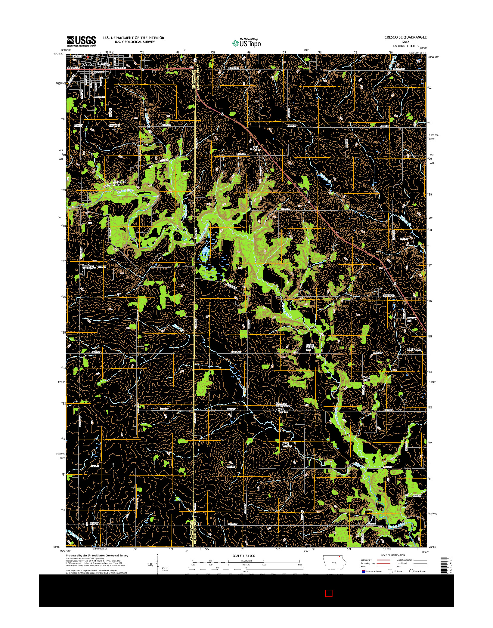 USGS US TOPO 7.5-MINUTE MAP FOR CRESCO SE, IA 2015