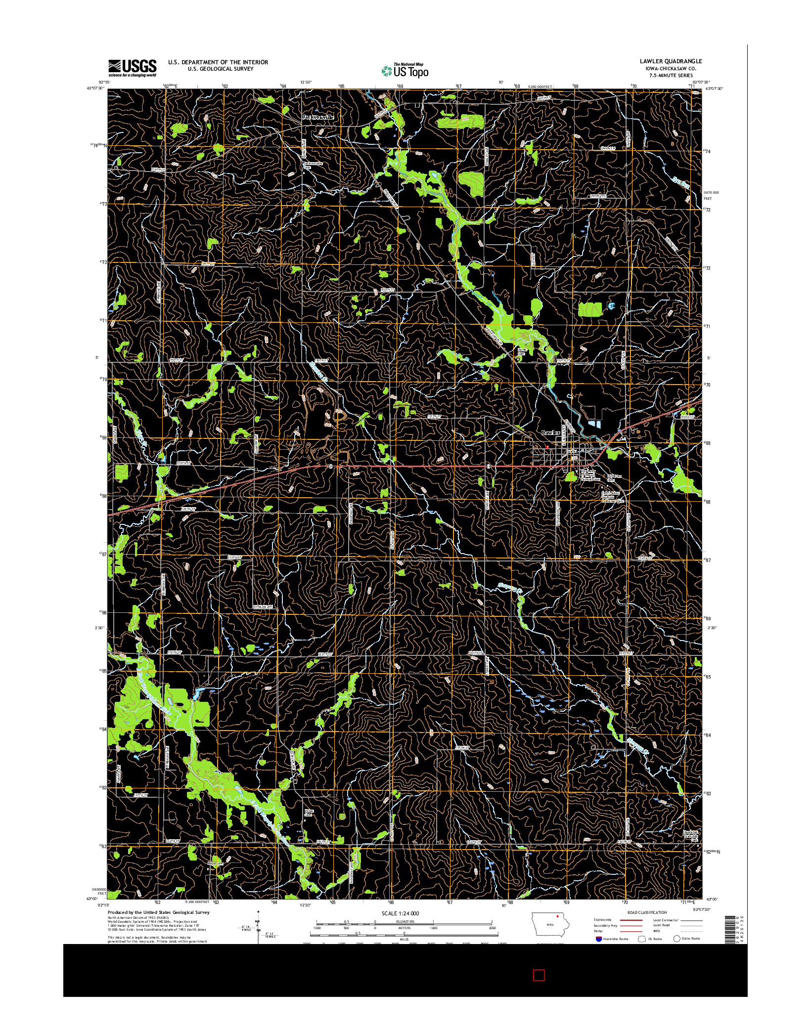 USGS US TOPO 7.5-MINUTE MAP FOR LAWLER, IA 2015