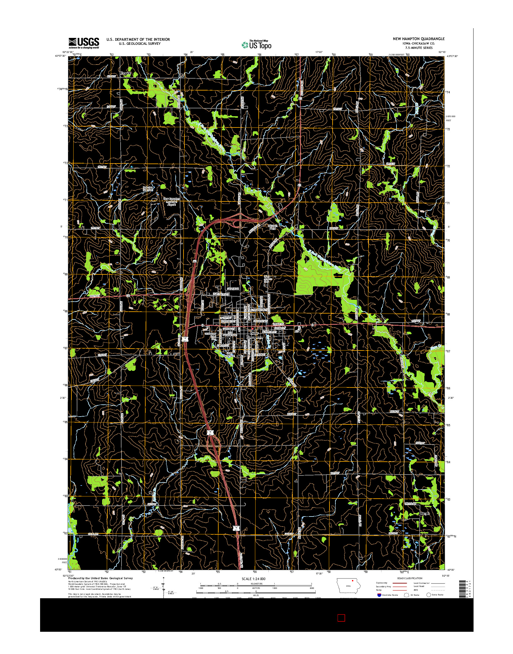 USGS US TOPO 7.5-MINUTE MAP FOR NEW HAMPTON, IA 2015