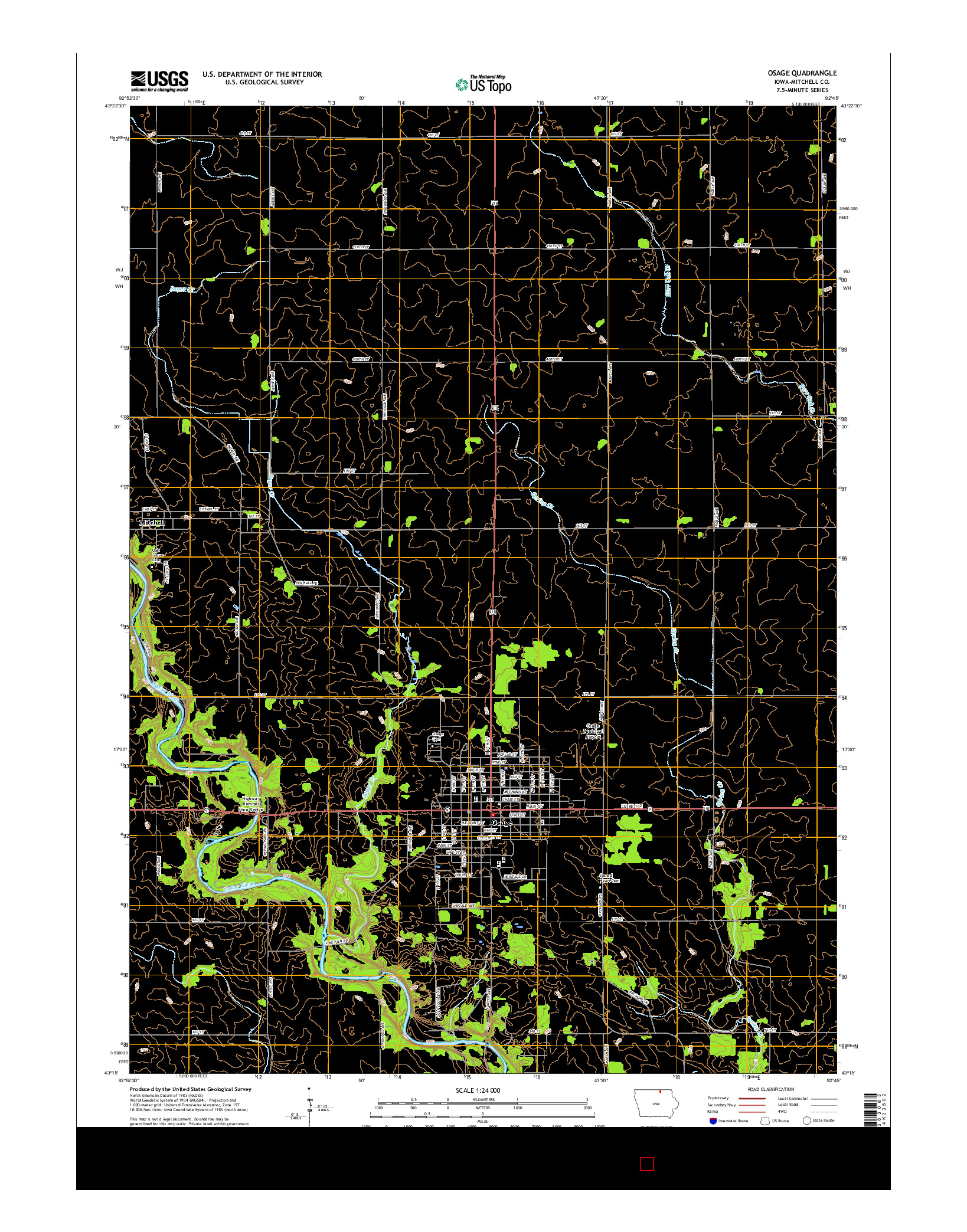 USGS US TOPO 7.5-MINUTE MAP FOR OSAGE, IA 2015