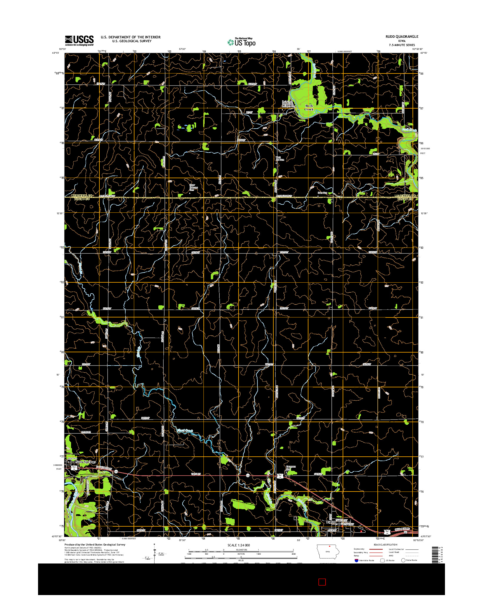 USGS US TOPO 7.5-MINUTE MAP FOR RUDD, IA 2015