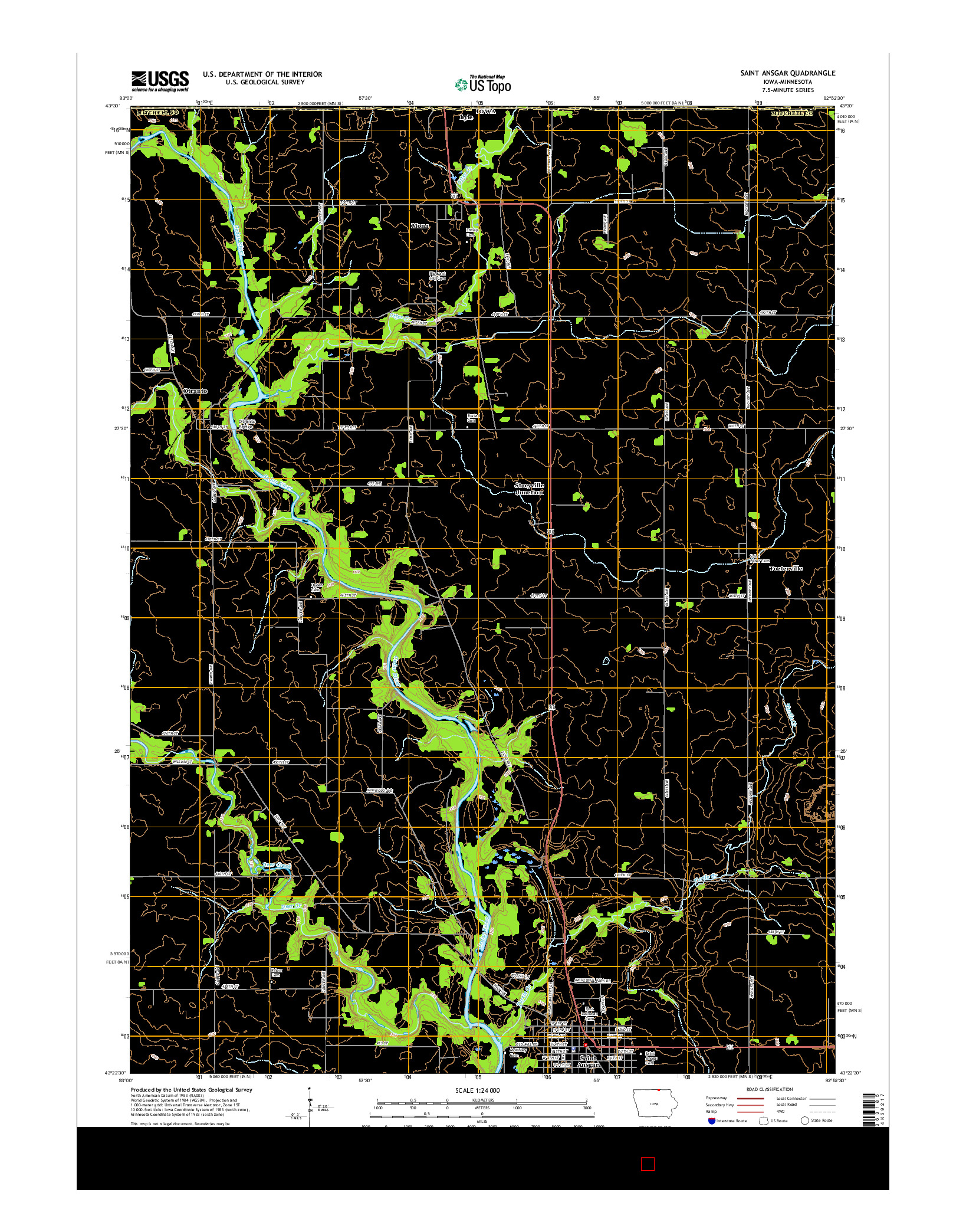 USGS US TOPO 7.5-MINUTE MAP FOR SAINT ANSGAR, IA-MN 2015