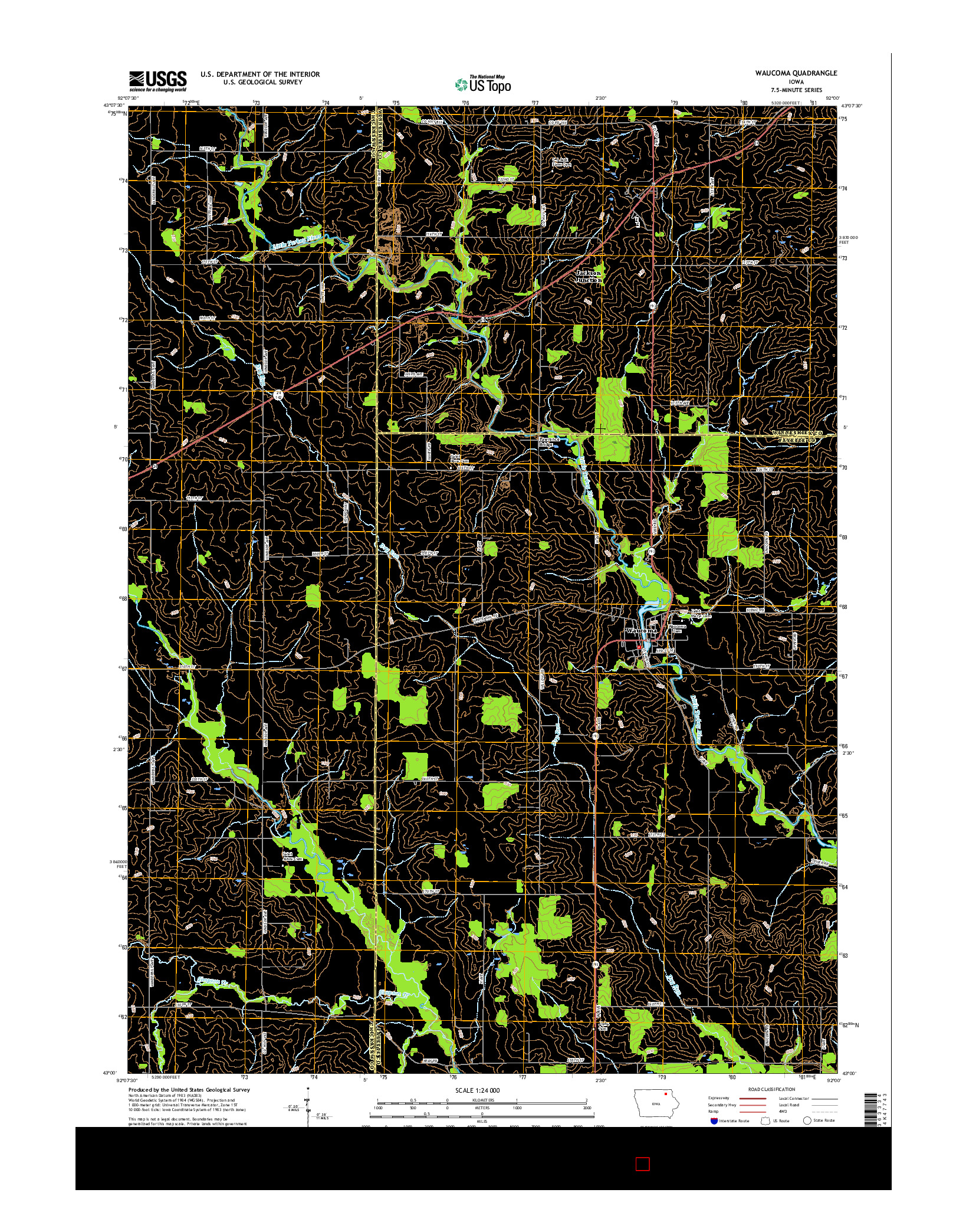 USGS US TOPO 7.5-MINUTE MAP FOR WAUCOMA, IA 2015