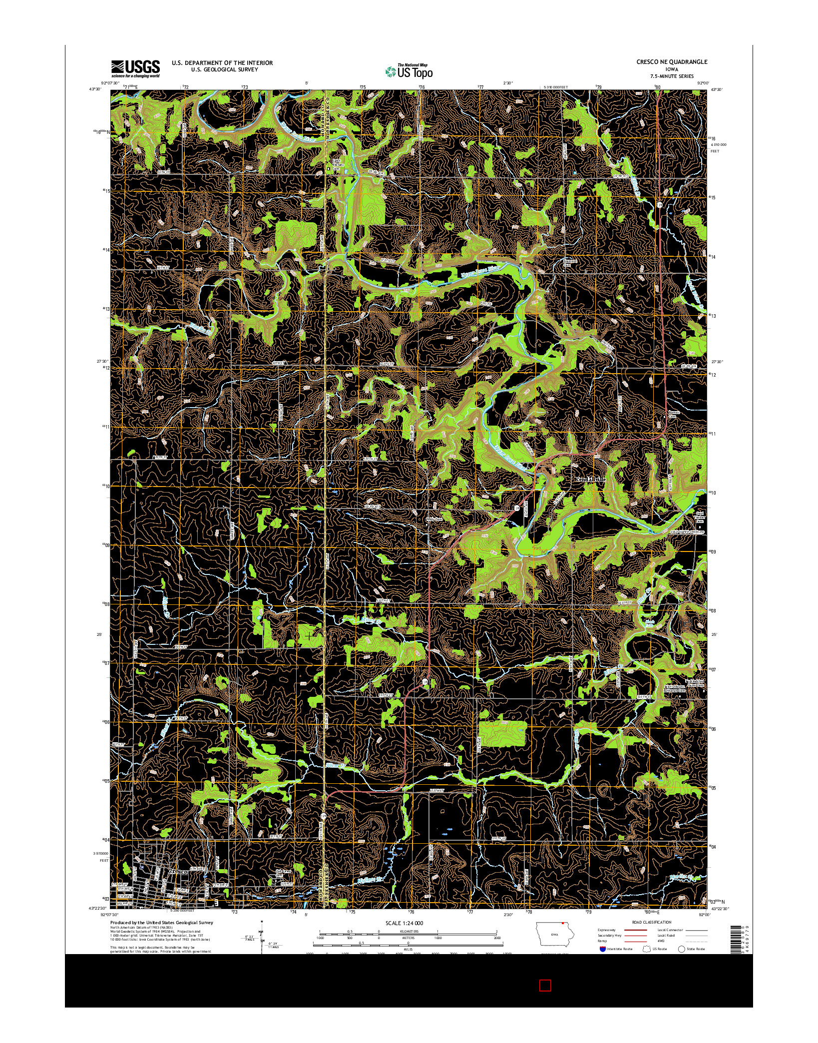 USGS US TOPO 7.5-MINUTE MAP FOR CRESCO NE, IA 2015