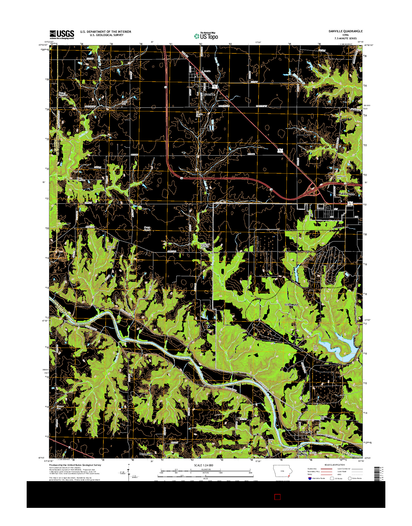 USGS US TOPO 7.5-MINUTE MAP FOR DANVILLE, IA 2015