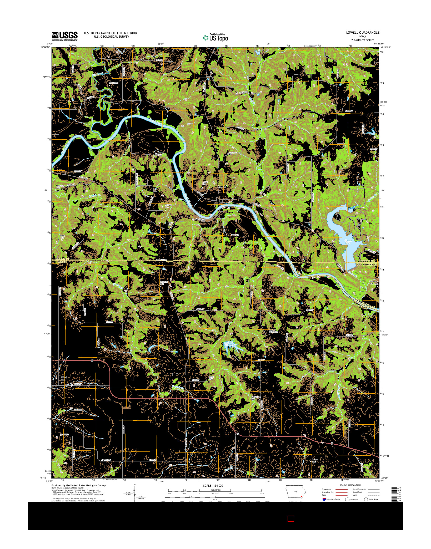 USGS US TOPO 7.5-MINUTE MAP FOR LOWELL, IA 2015