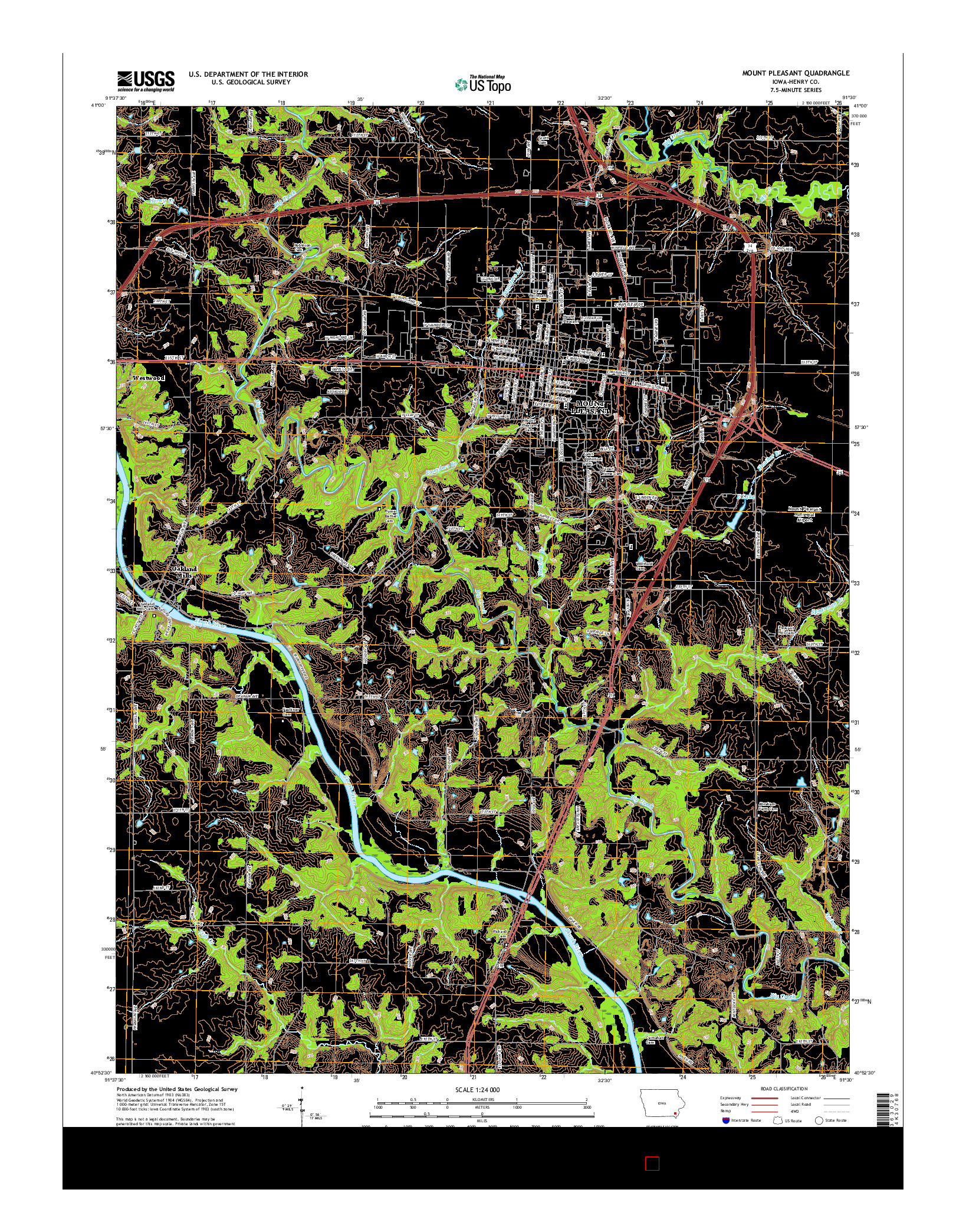 USGS US TOPO 7.5-MINUTE MAP FOR MOUNT PLEASANT, IA 2015