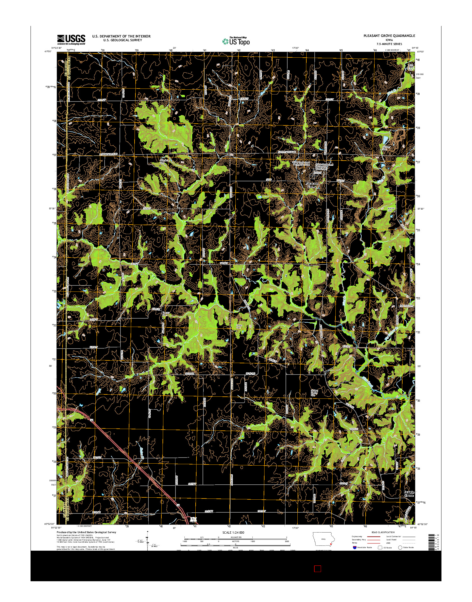 USGS US TOPO 7.5-MINUTE MAP FOR PLEASANT GROVE, IA 2015