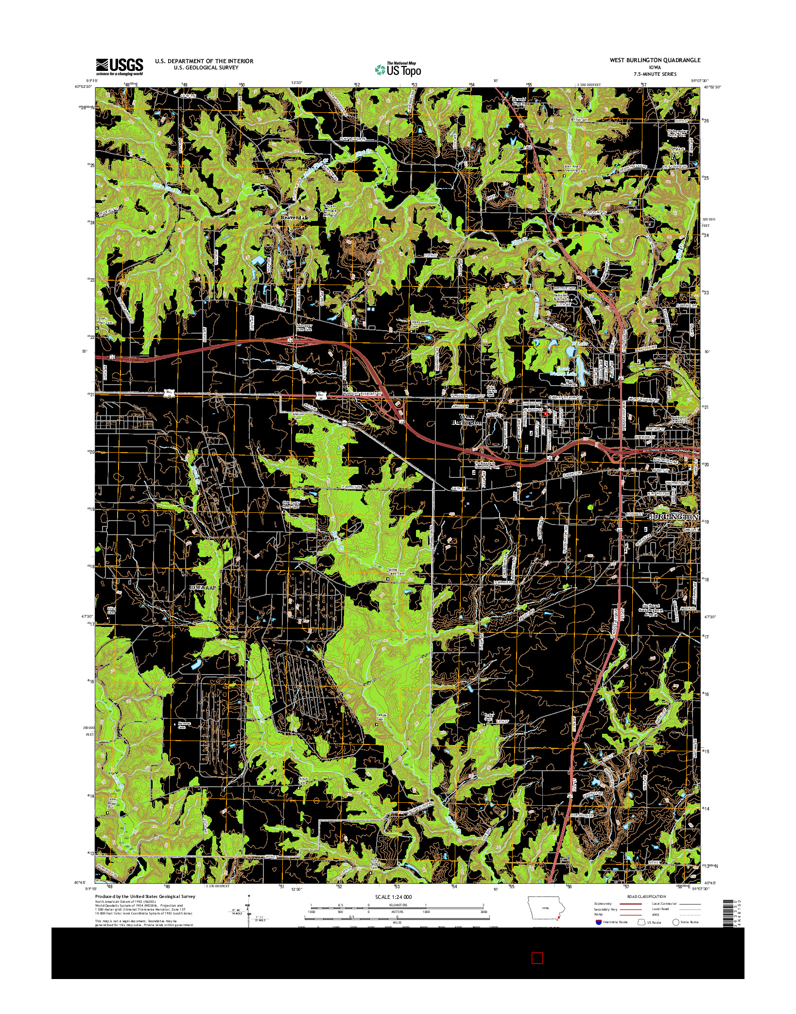 USGS US TOPO 7.5-MINUTE MAP FOR WEST BURLINGTON, IA 2015