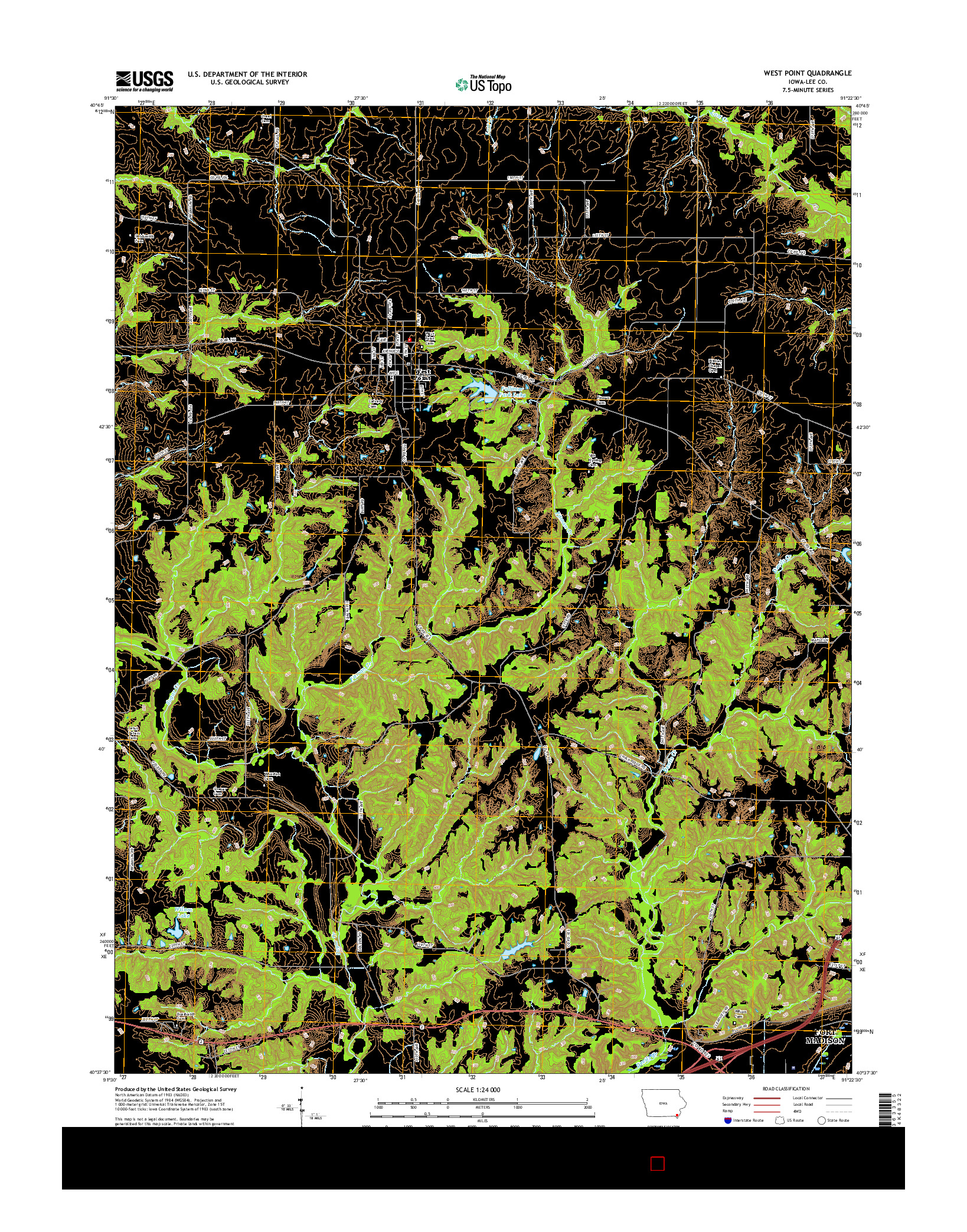 USGS US TOPO 7.5-MINUTE MAP FOR WEST POINT, IA 2015