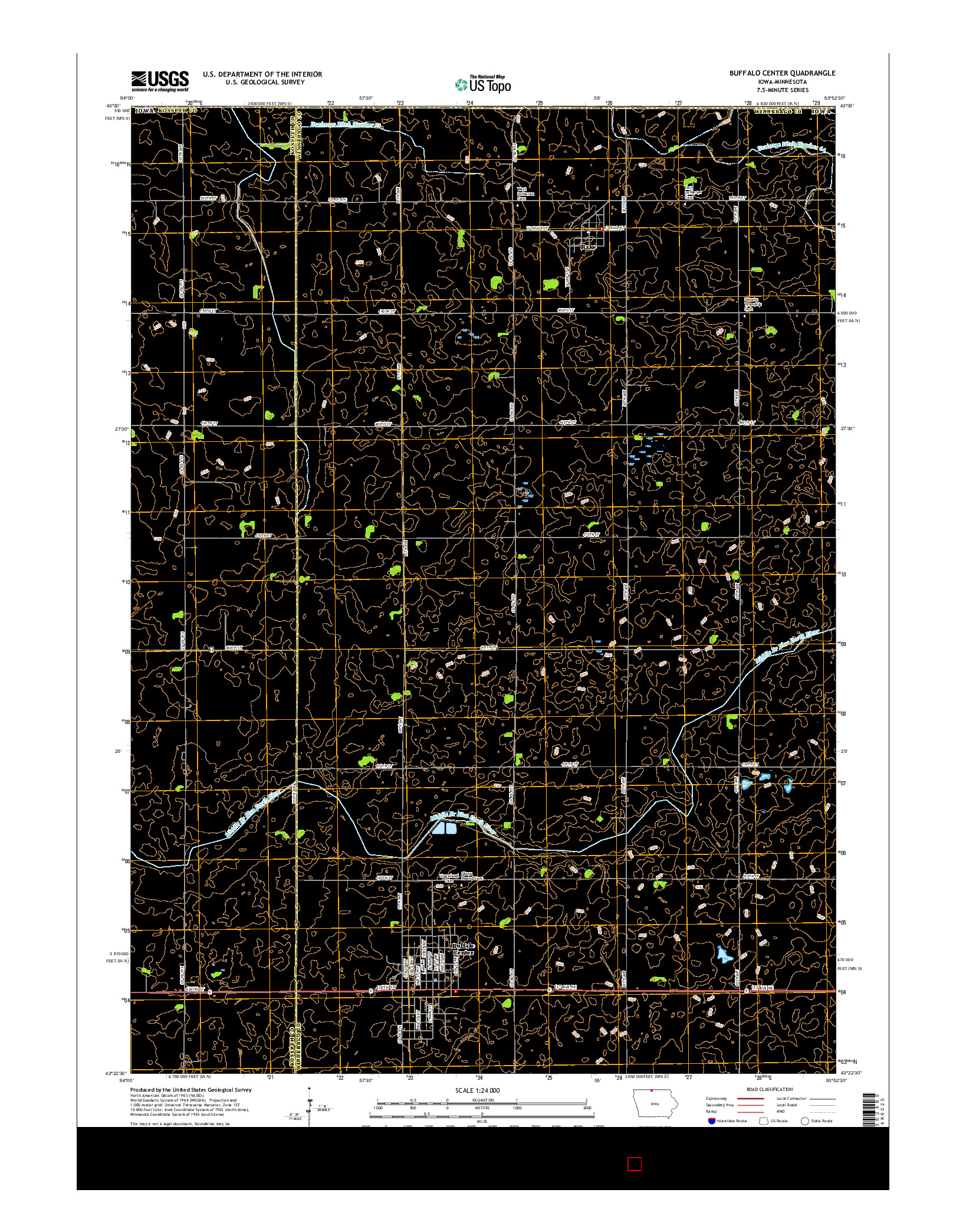 USGS US TOPO 7.5-MINUTE MAP FOR BUFFALO CENTER, IA-MN 2015