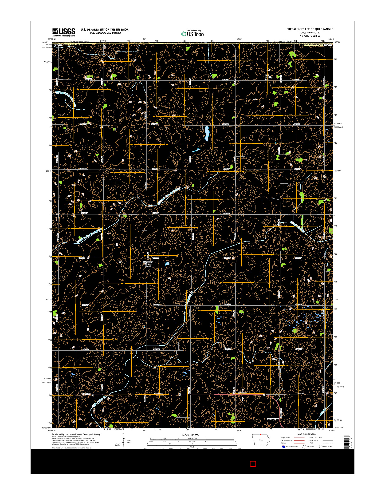 USGS US TOPO 7.5-MINUTE MAP FOR BUFFALO CENTER NE, IA-MN 2015