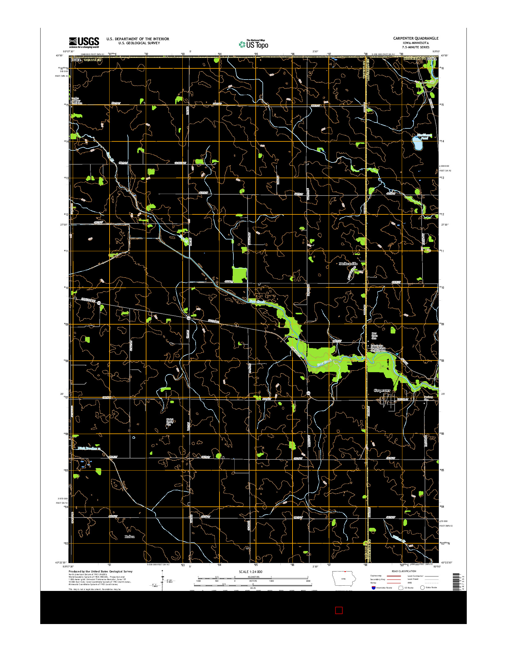 USGS US TOPO 7.5-MINUTE MAP FOR CARPENTER, IA-MN 2015