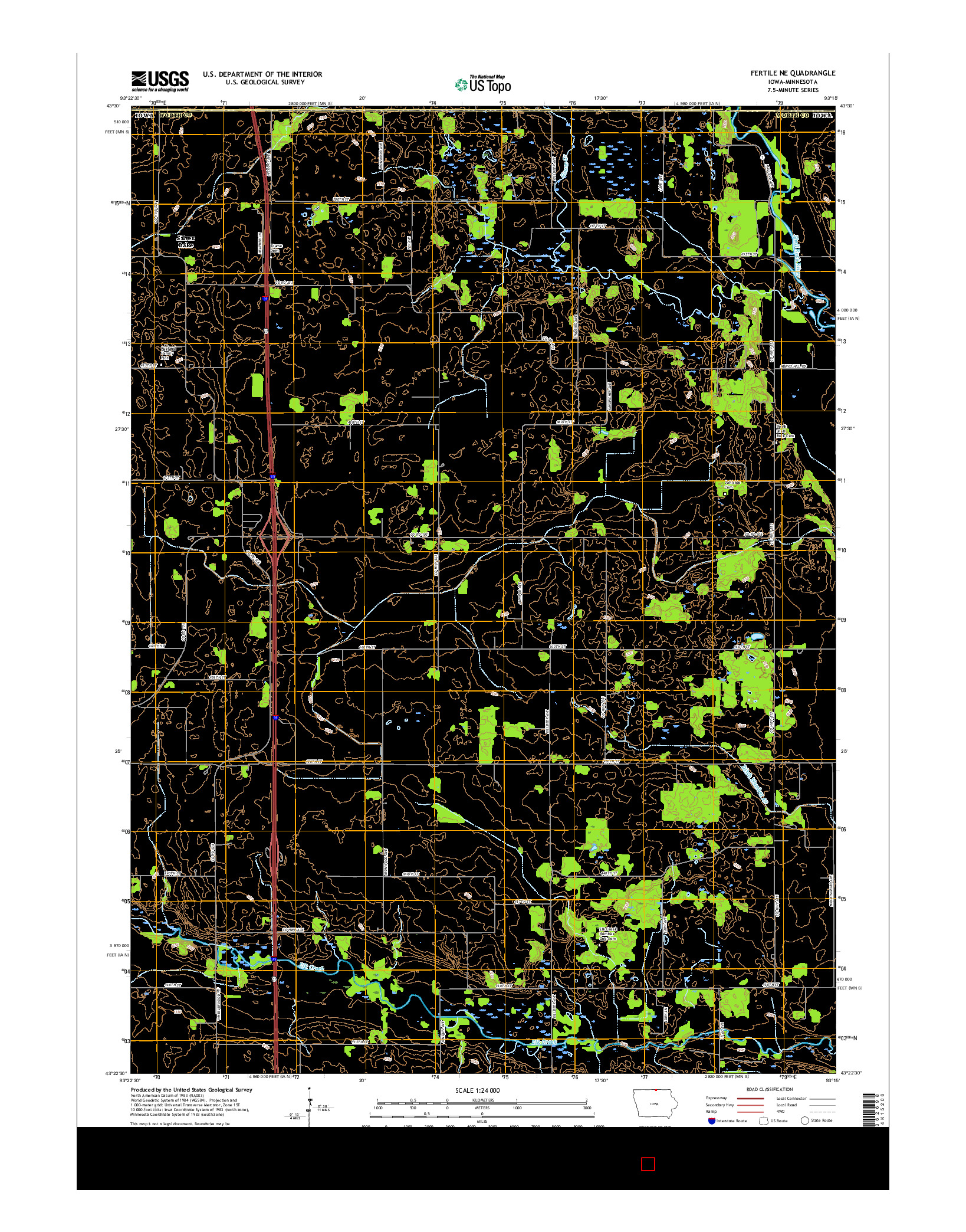 USGS US TOPO 7.5-MINUTE MAP FOR FERTILE NE, IA-MN 2015