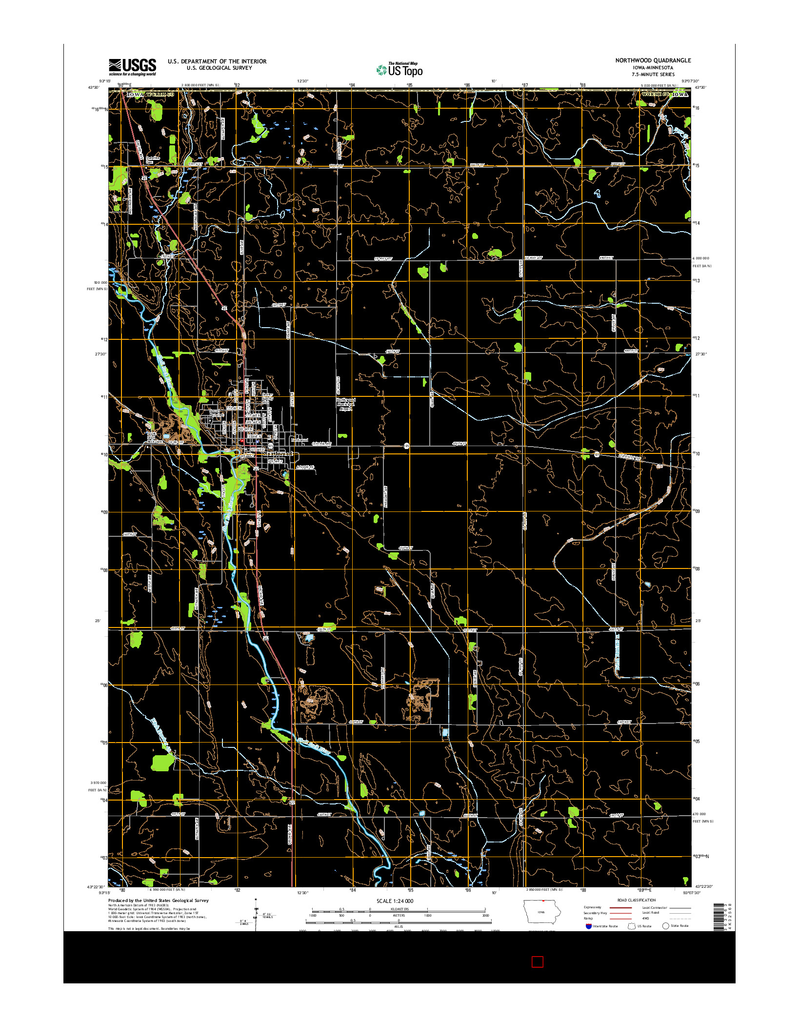 USGS US TOPO 7.5-MINUTE MAP FOR NORTHWOOD, IA-MN 2015